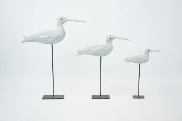 Sculptures, 3 pcs, wood/metal.