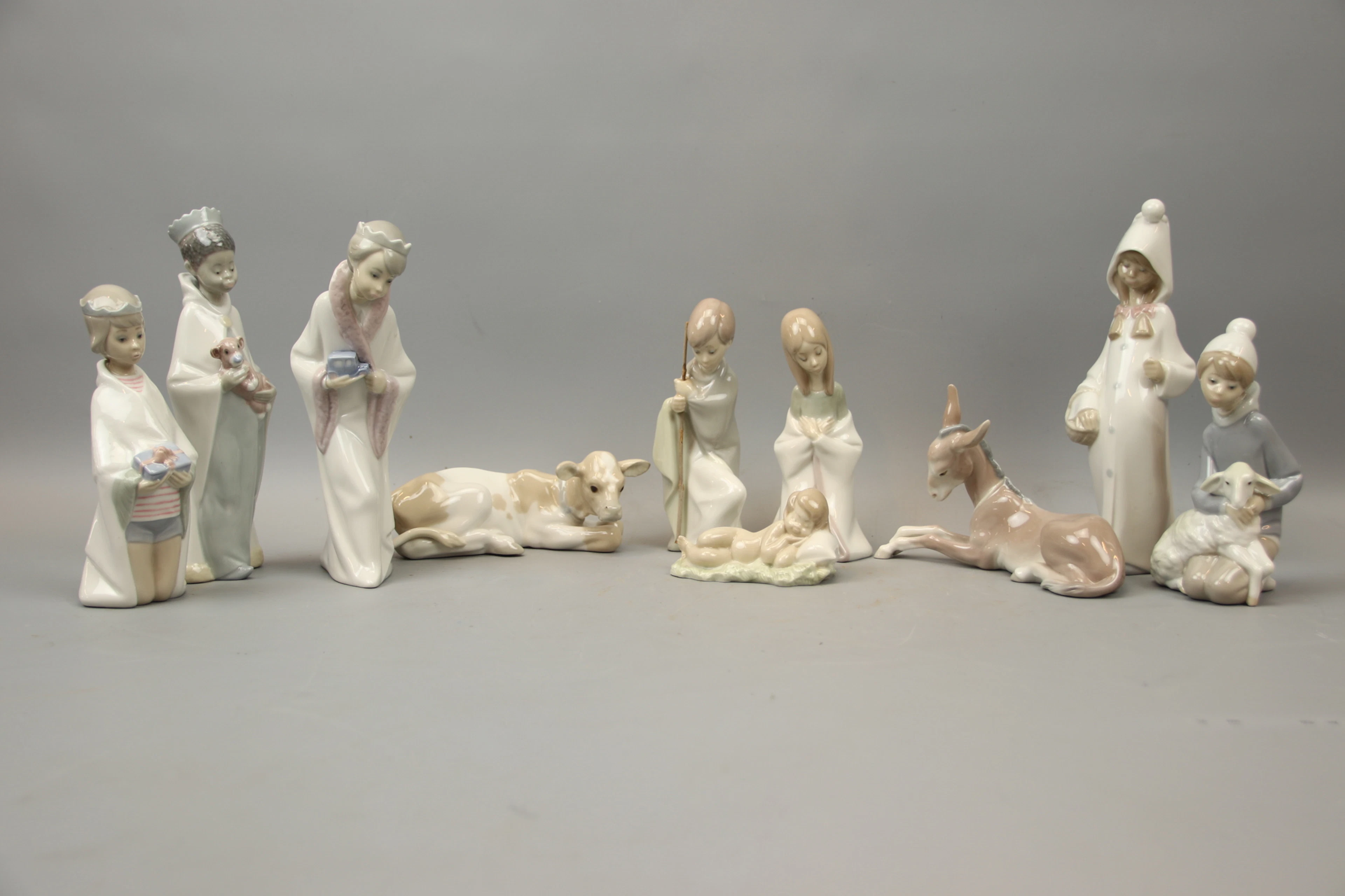Figuritas navideñas, 10 piezas, porcelana, Lladro, España.