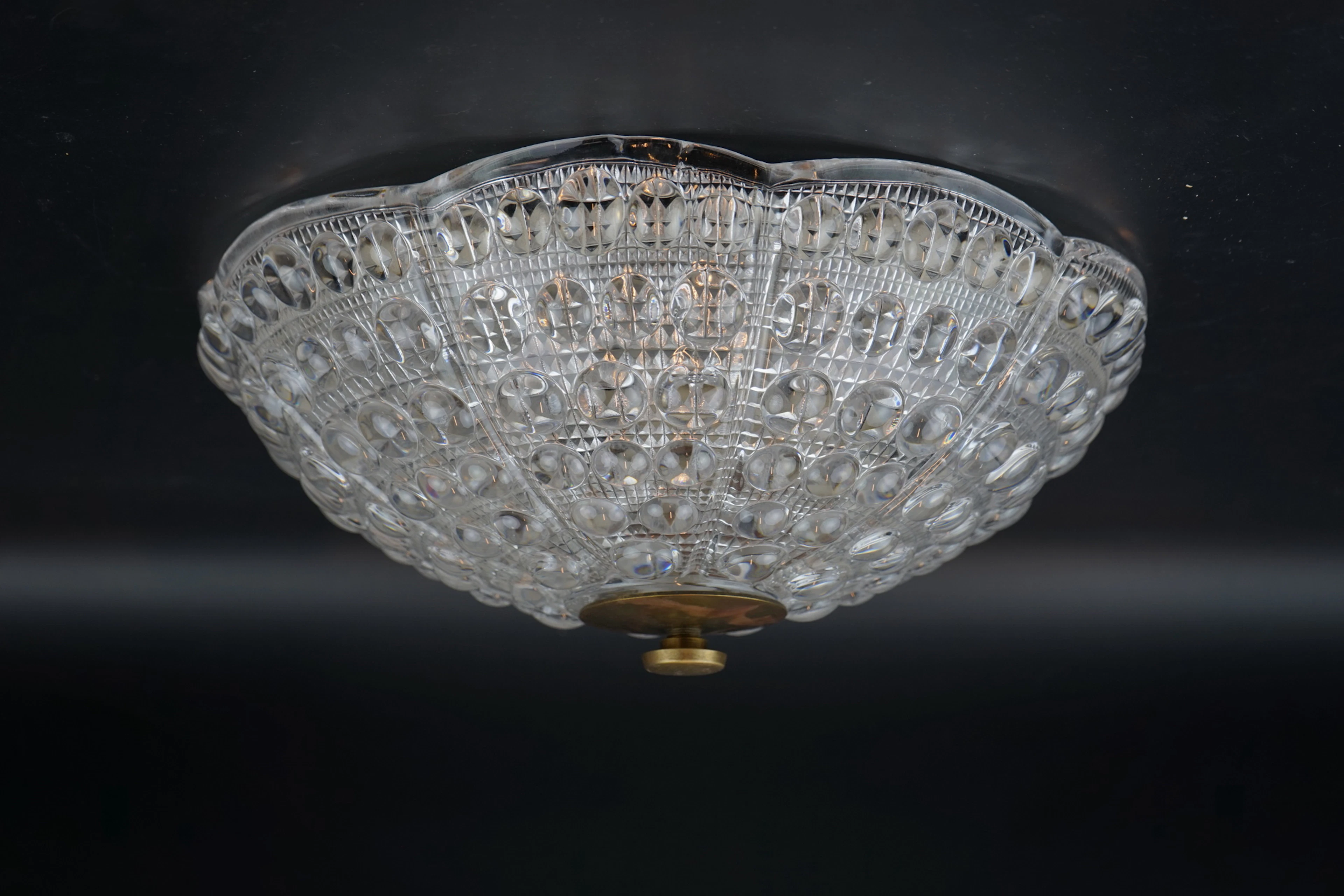 Carl Fagerlund, plafond, verre/laiton, 3 points lumineux, Orrefors.