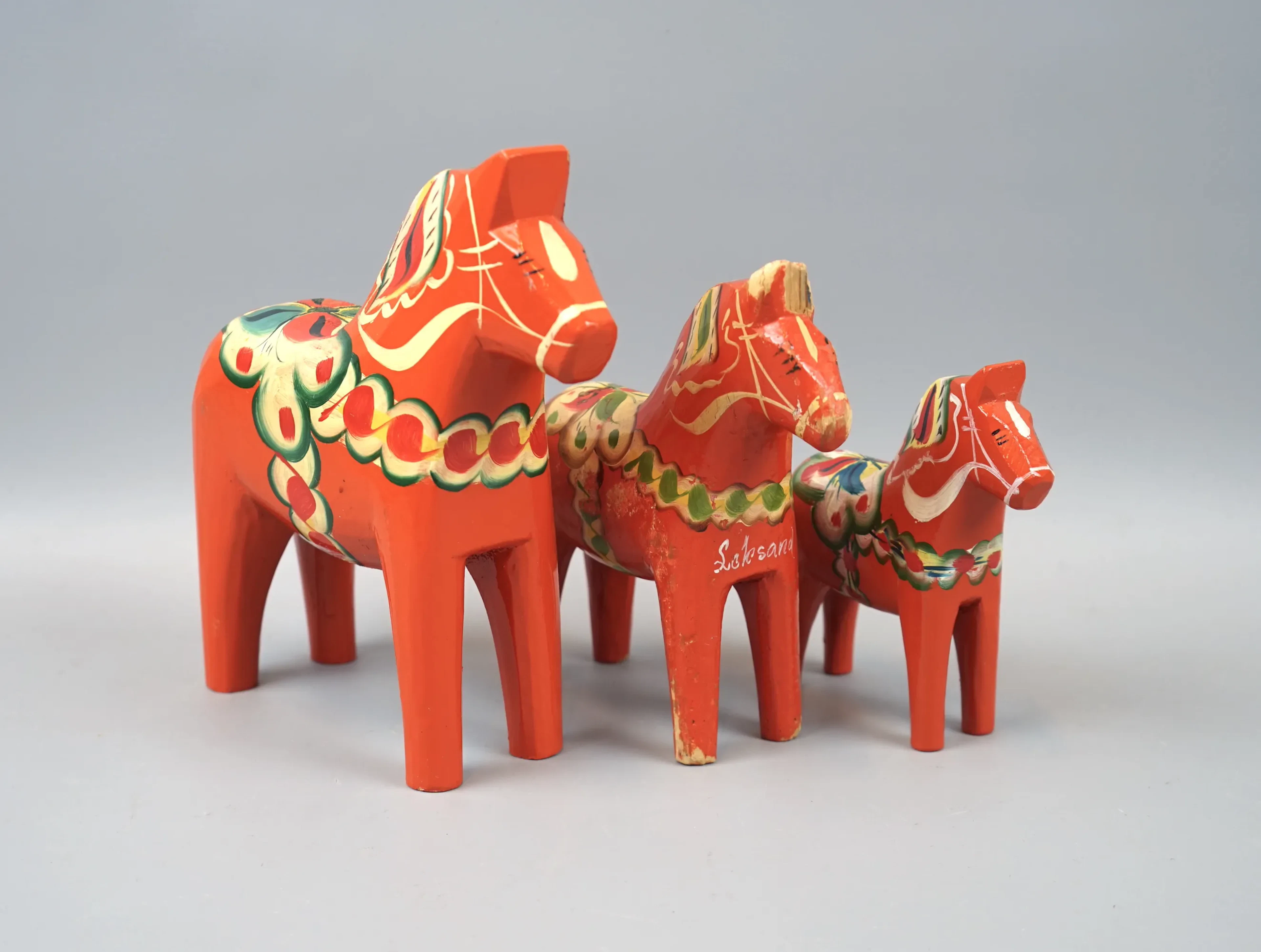 Dala horses, 3 pcs, wood.