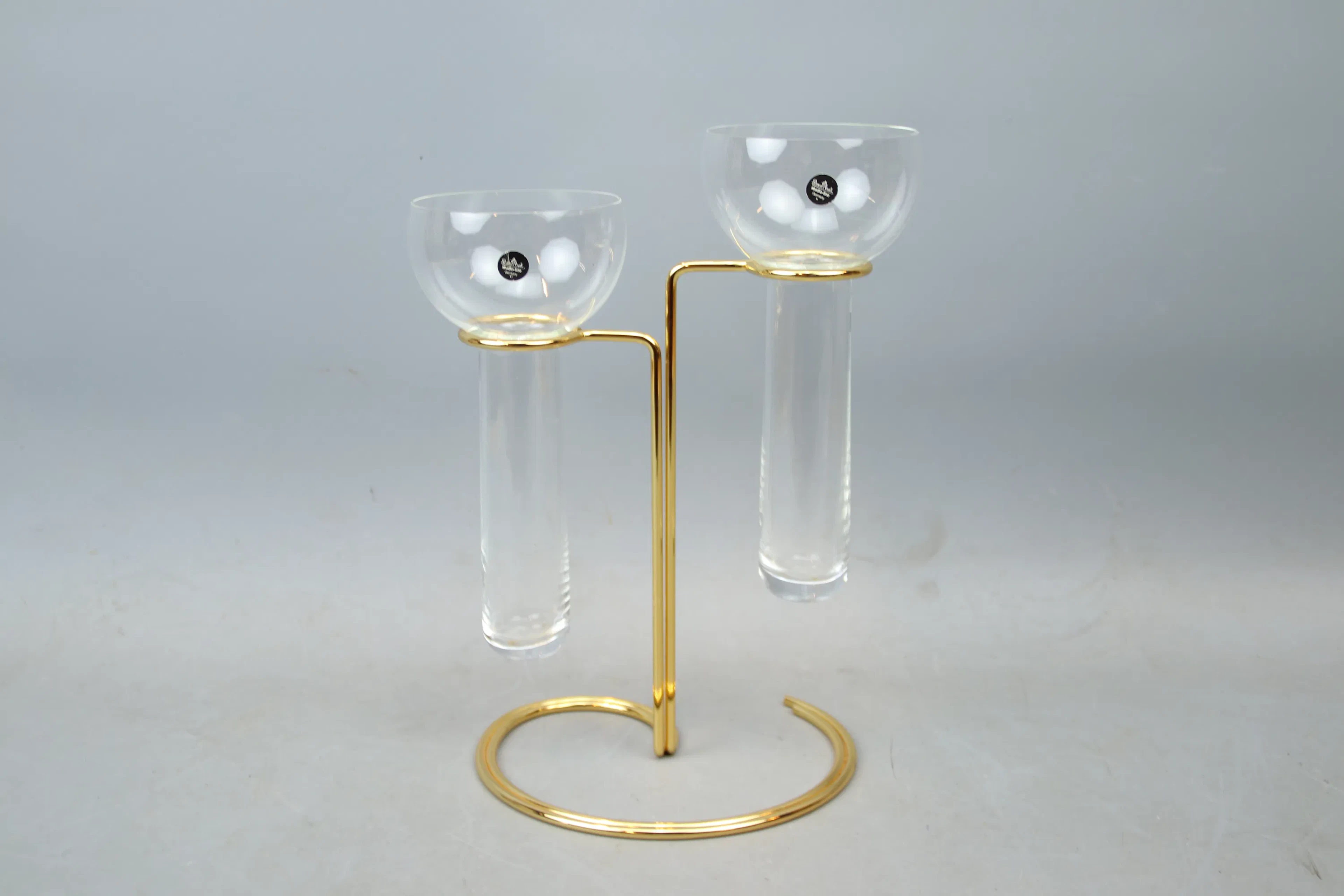 Candelabro per due candele, ottone/vetro, Rosenthal