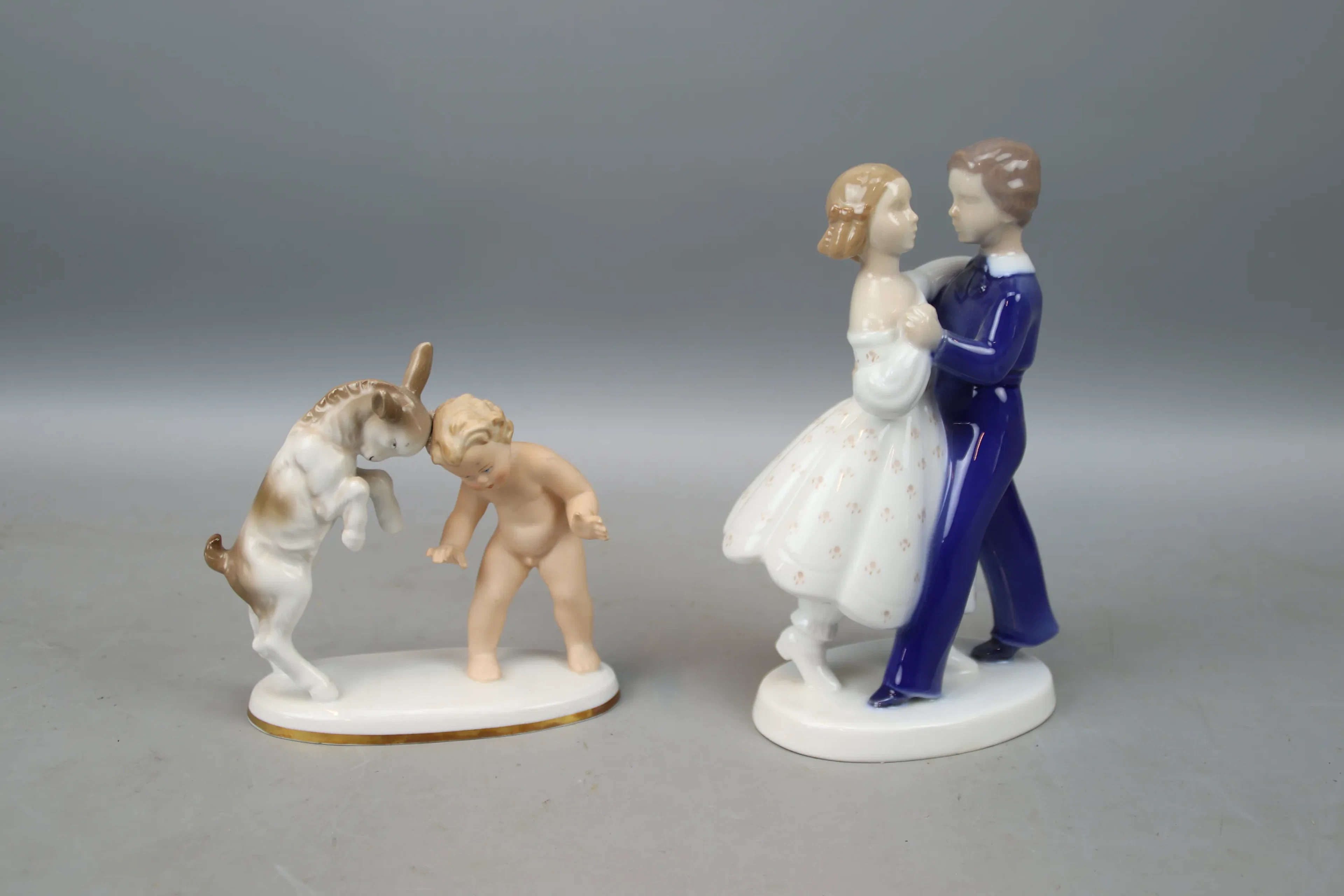 Figuren, 2 Stücke, Porzellan, Bing & Grondahl und Gerold Porzellan, Bayern.