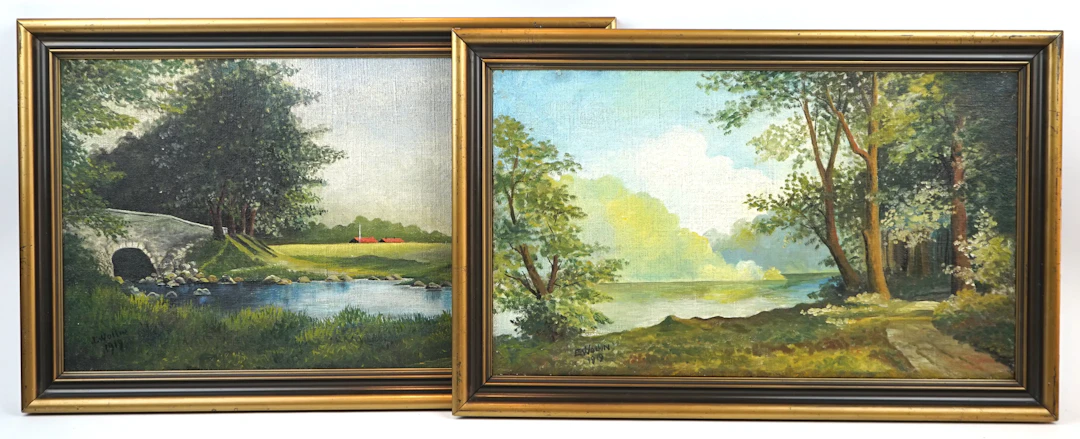 Edward Wollin, an oil on canvas, 2 pieces, signed, 1919.