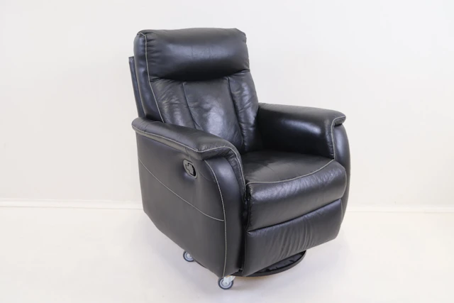 Recliner armchair, leather, adjustable, swivel.