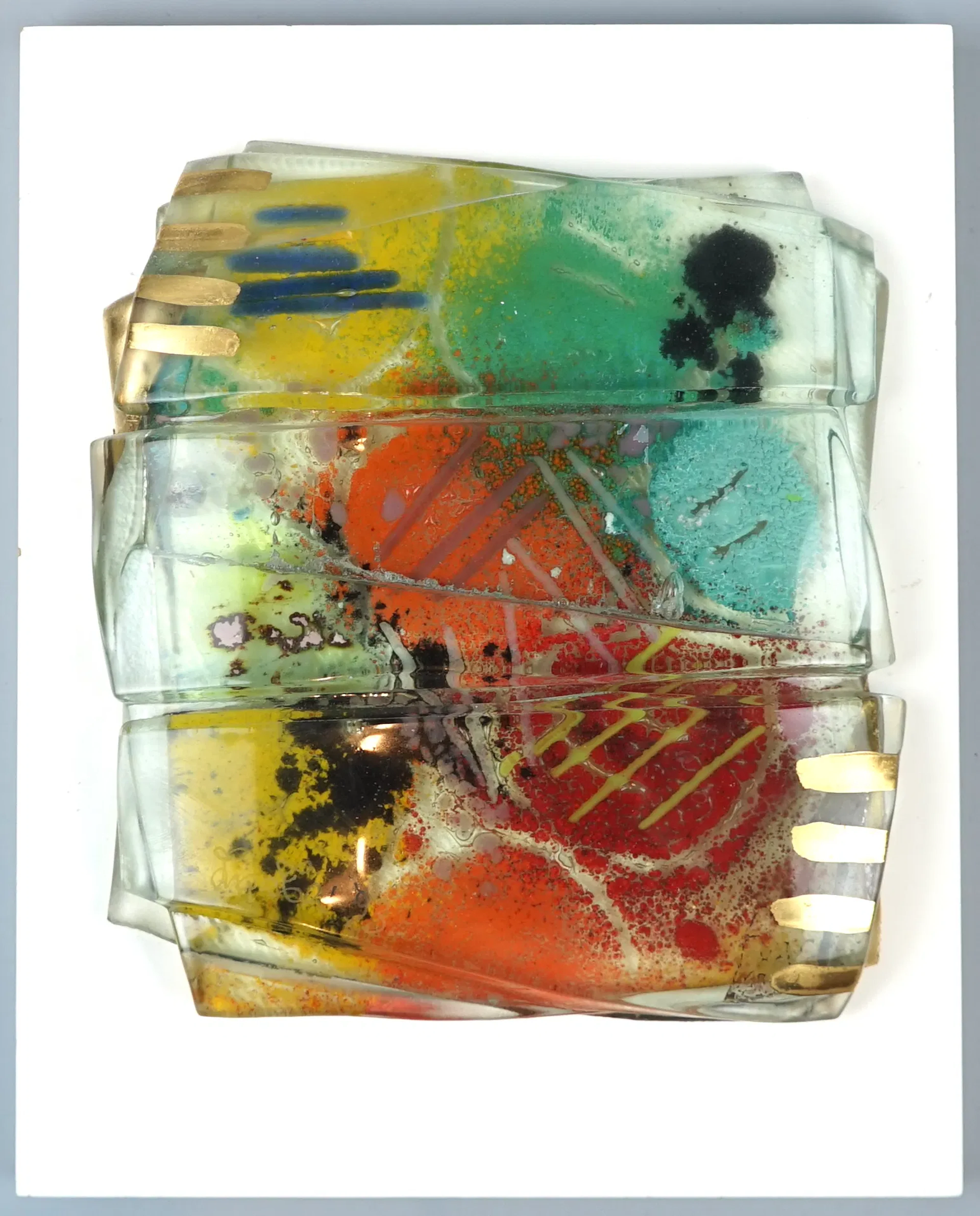 Inga Elin, art glass mounted on panel, signed 1993.