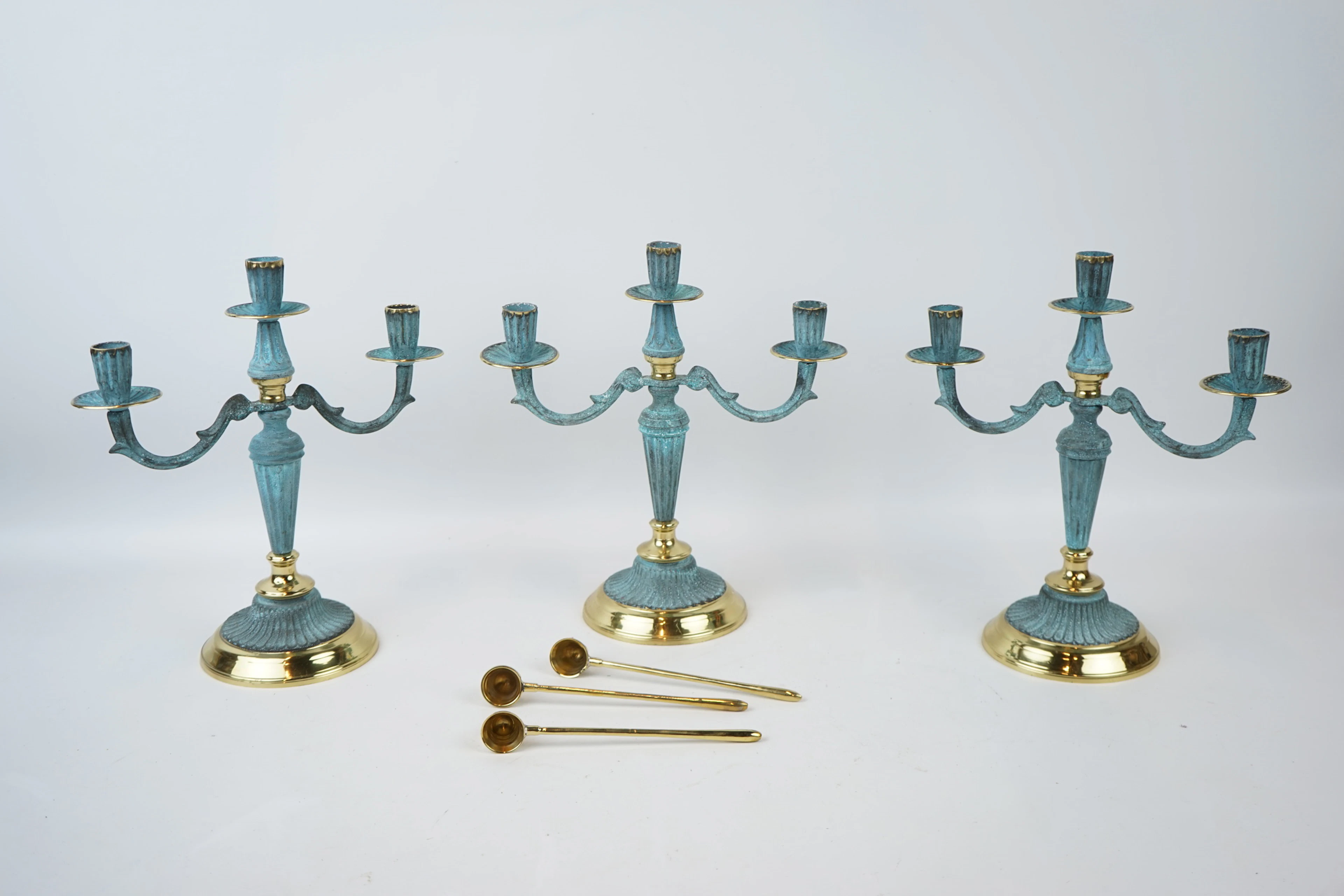Candelabra and candle extinguishers, 6 pieces, metal, contemporary.