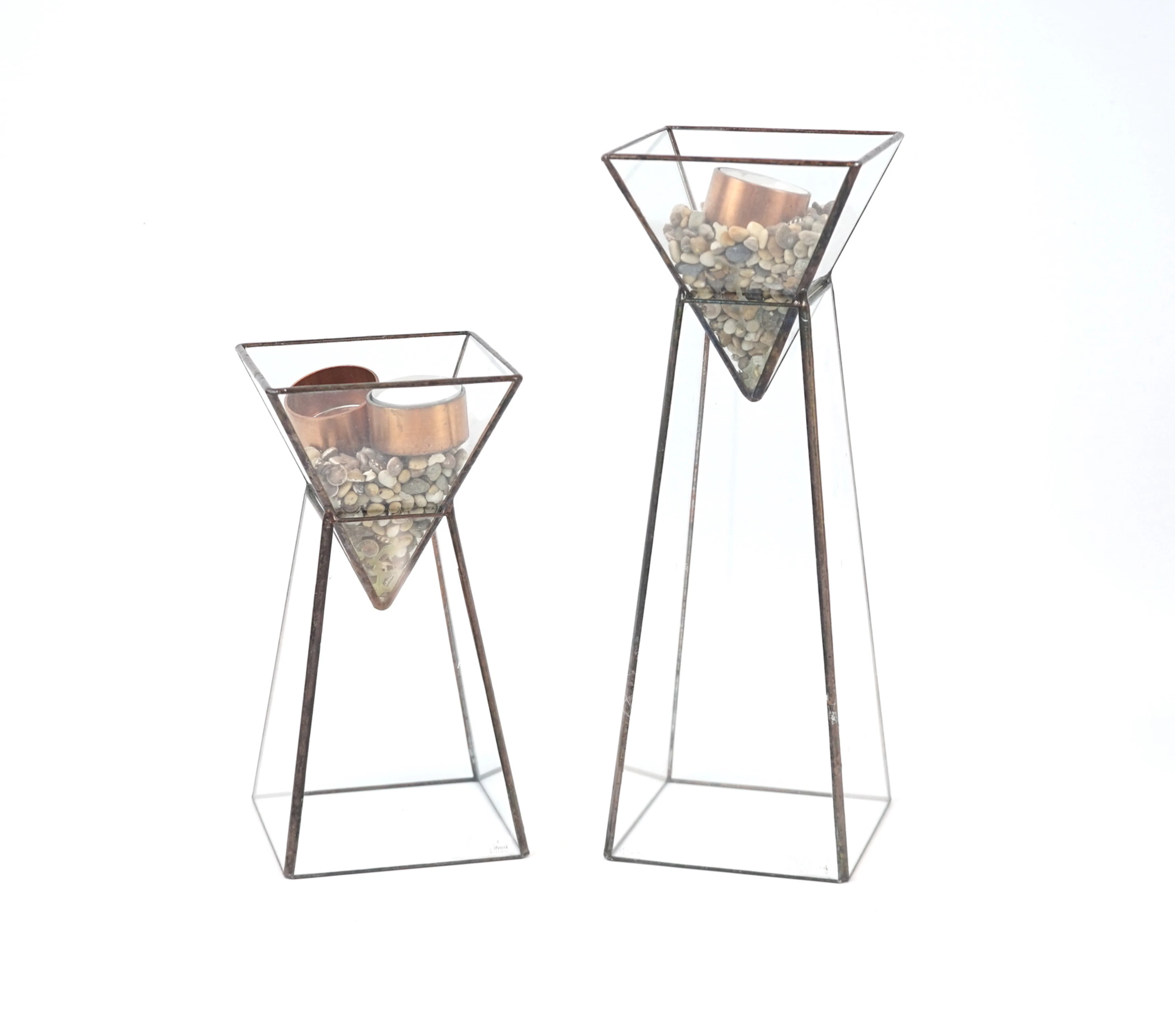 Kerzenhalter, 2 Teile, Glas/Metall, Smith's Konsthantverk.