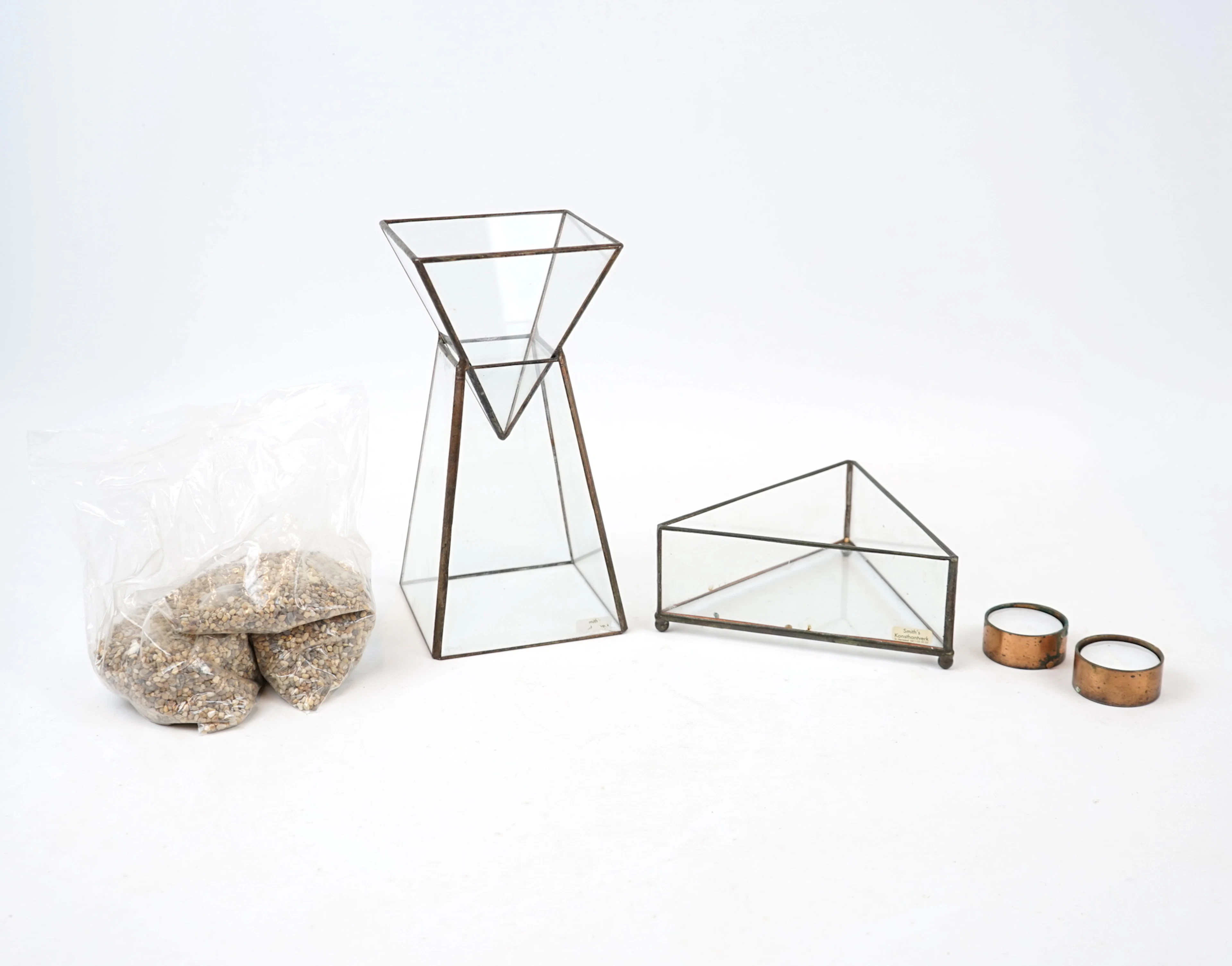 Candelabros, 2 piezas, metal/vidrio, Smith's Konsthantverk.