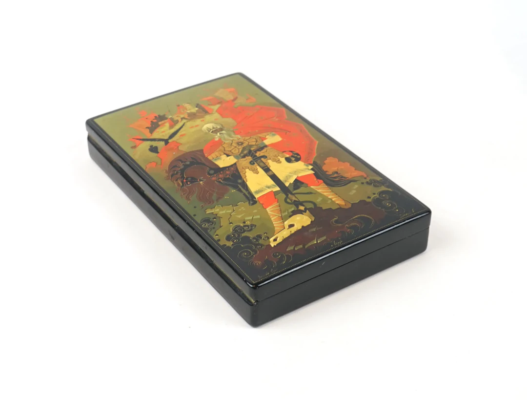 Box, lacquer work, Russia, signed.