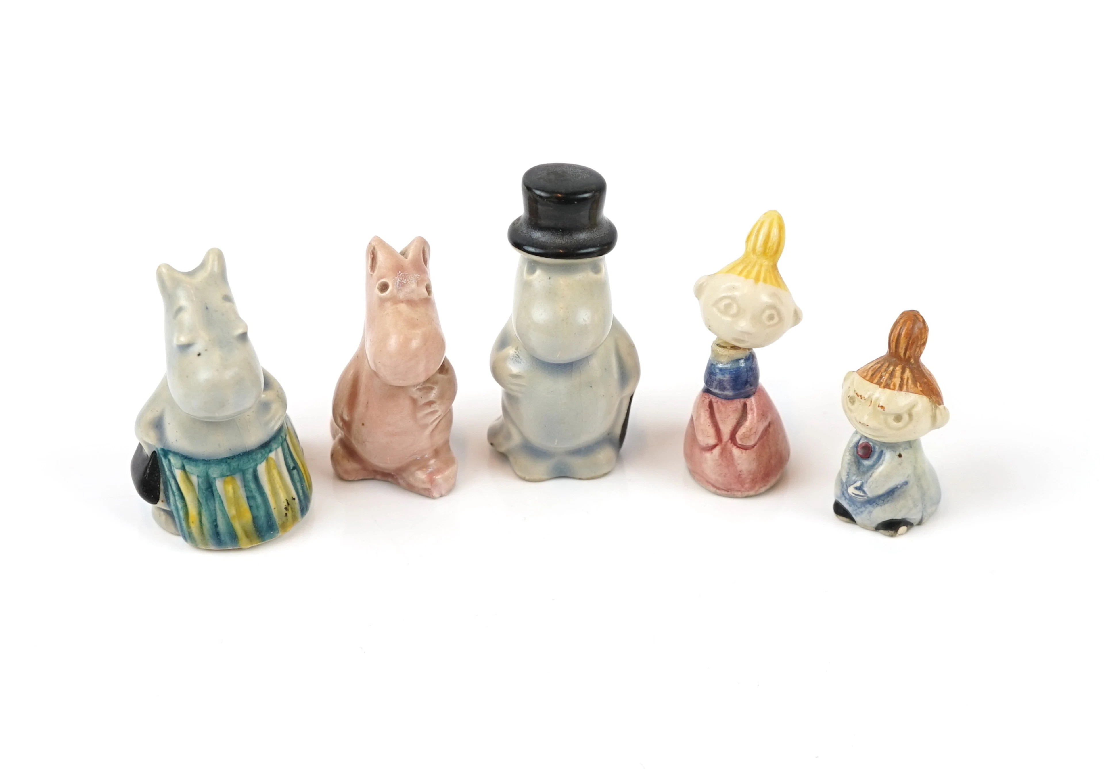 Signe Hammarsten Jansson, 5 figurine dei Muomin, ceramica, anni '50.
