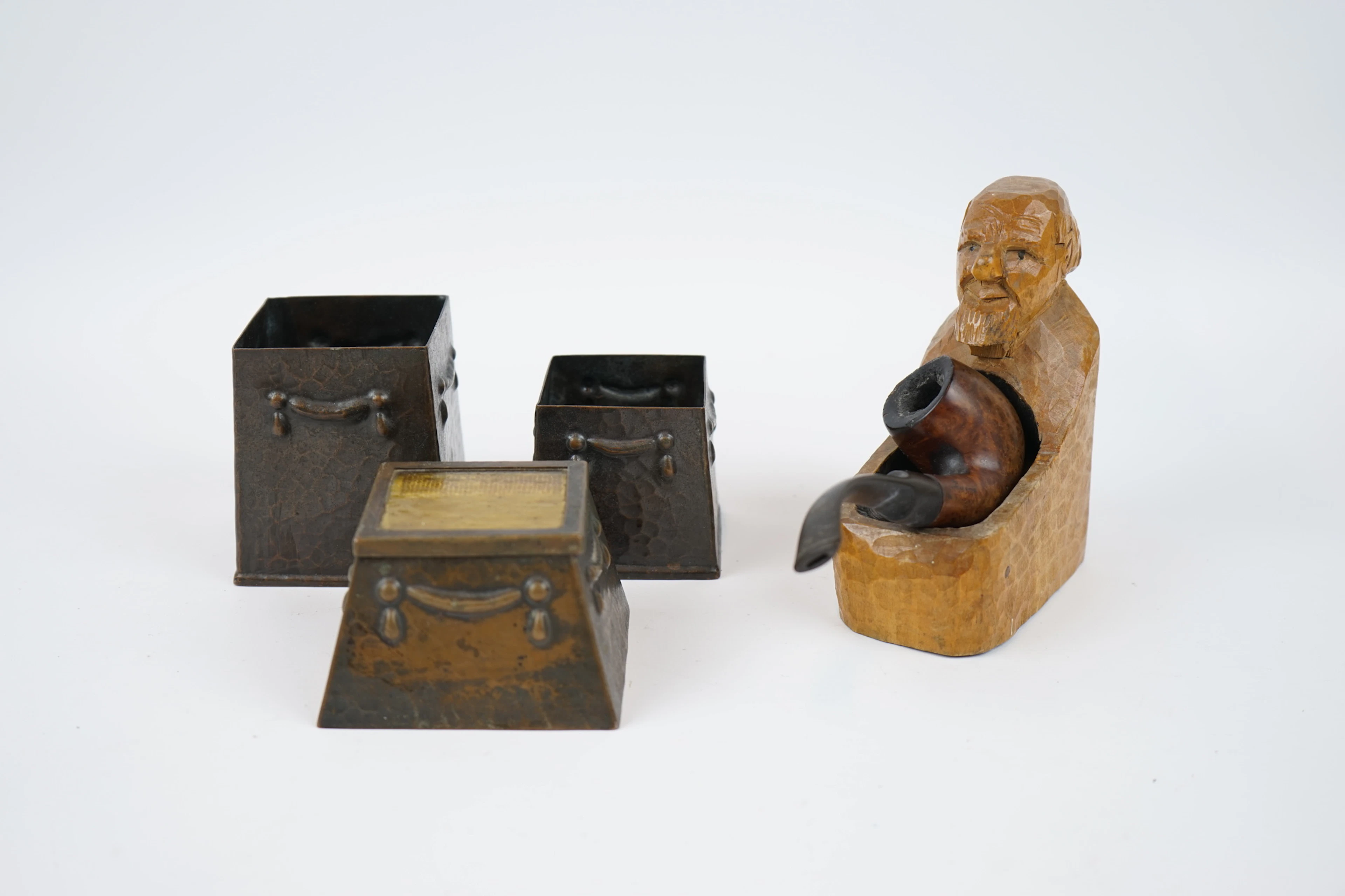 Smoker set with spout stand, copper/wood, including Ratos.