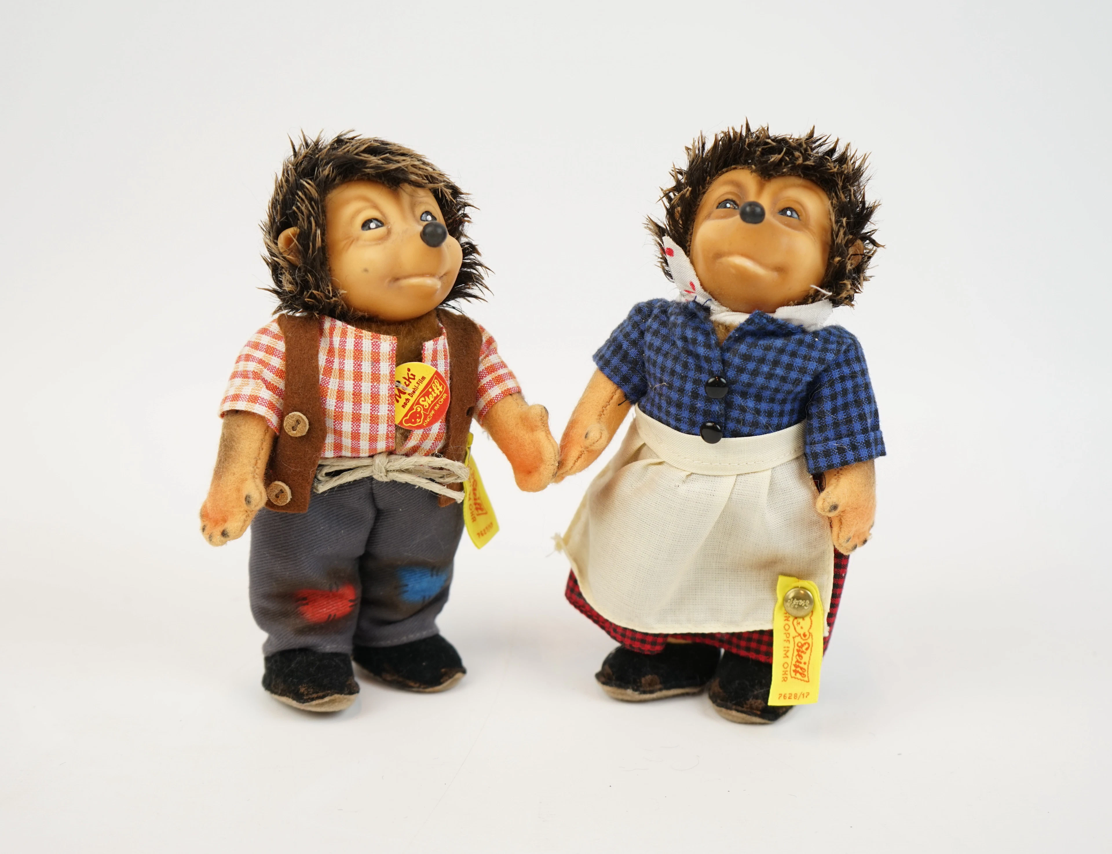 Dolls, 2 pieces, ''Mecki & Micki Hedgehog'', Steiff, Germany, mid-1900s.