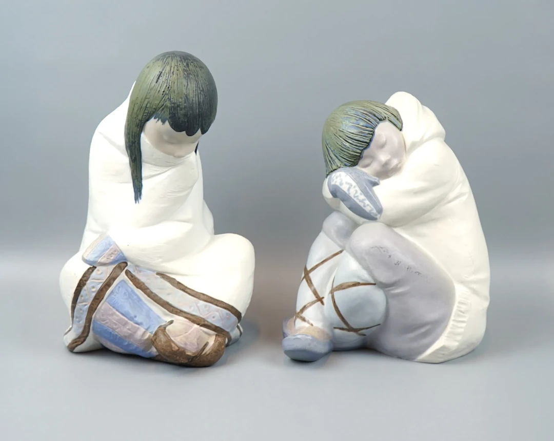 Figurines, 2 pcs, Eskimos, porcelain, Lladro.