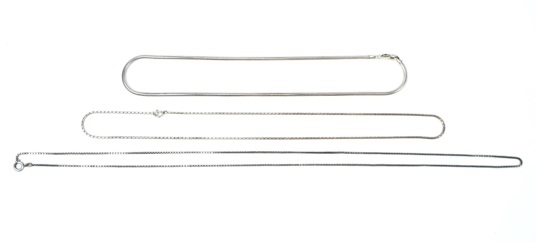 Necklaces, 3 pcs, silver, including snake link.