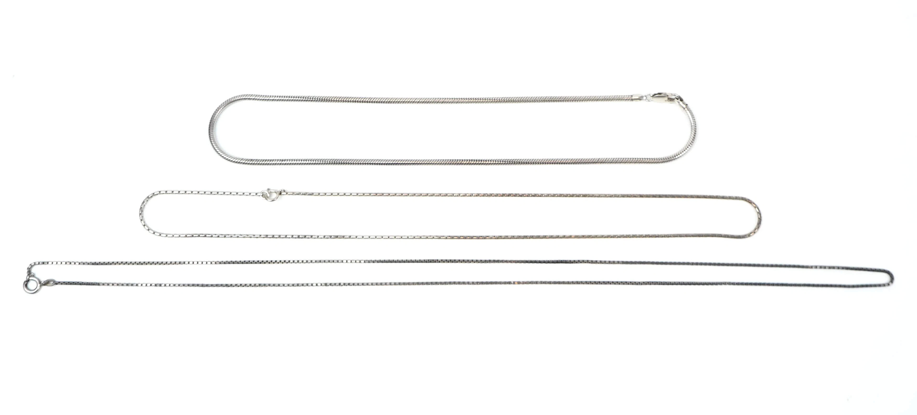 Necklaces, 3 pcs, silver, including snake link.