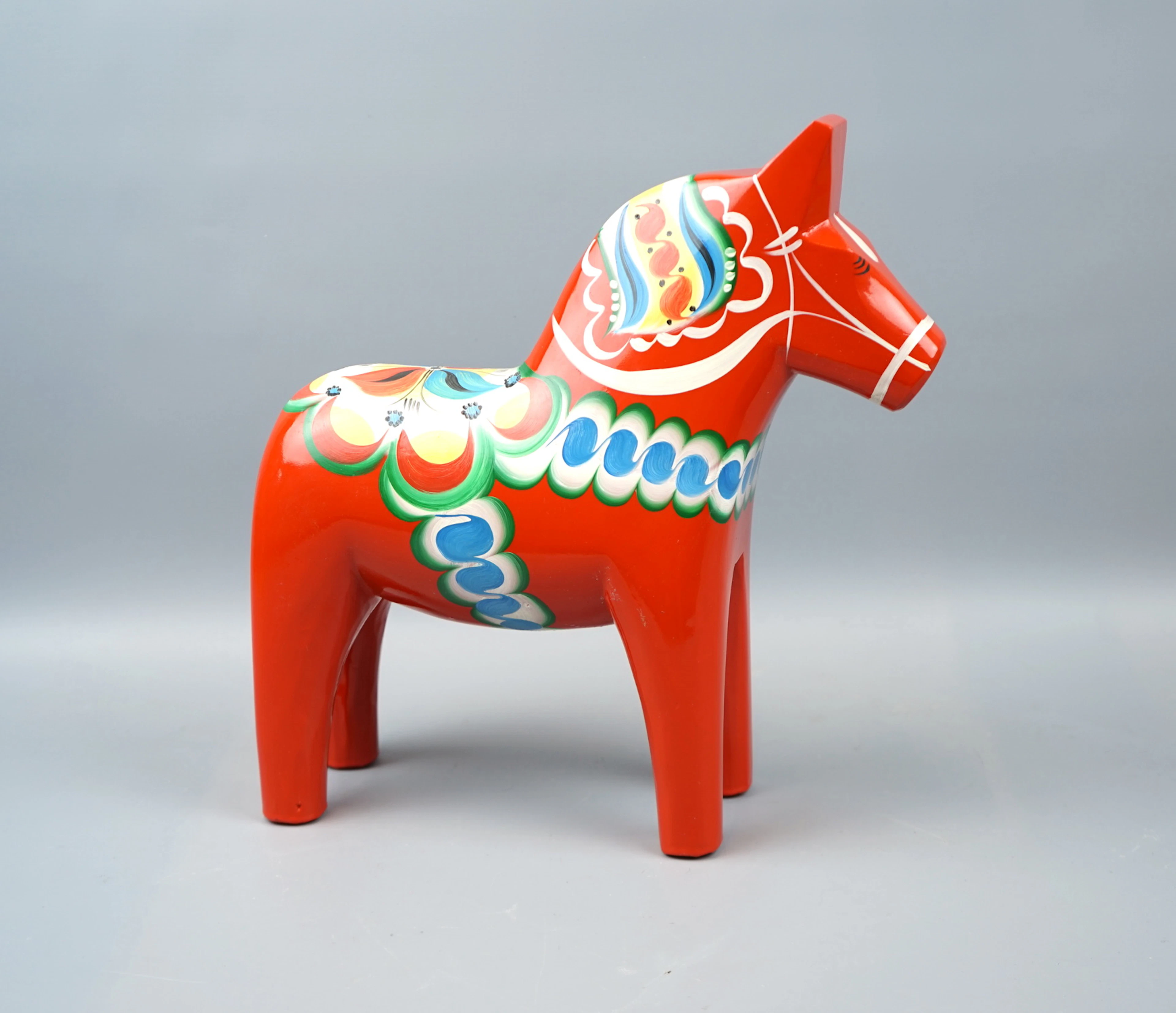 Dala horse, wood, monogrammed signed BJ.
