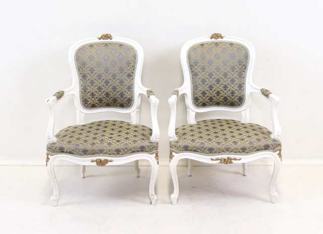 Sillones, un par, de madera/textil, estilo rococó.