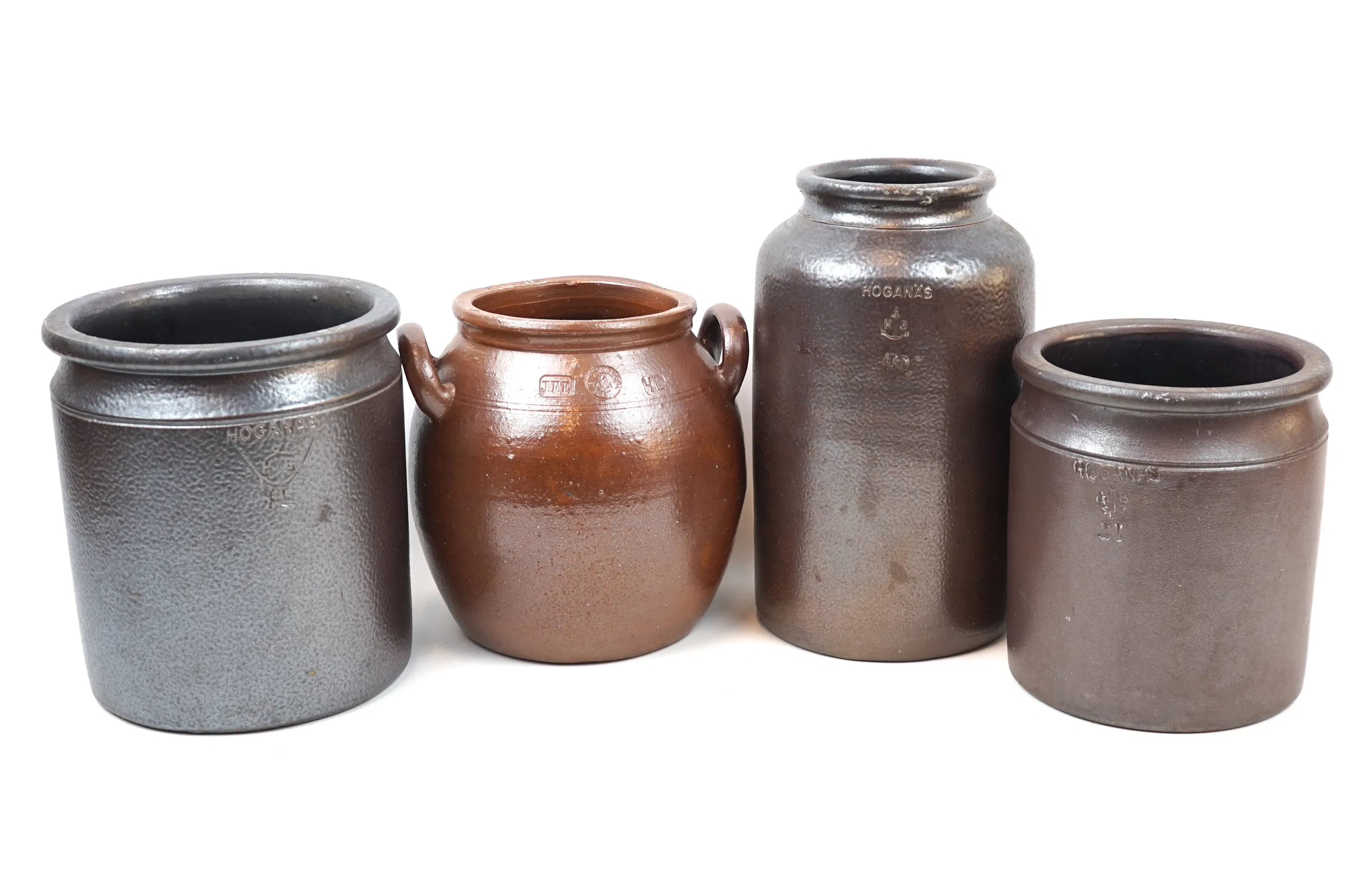 Tazas, 4 piezas, loza, Höganäs y Helsingborg.