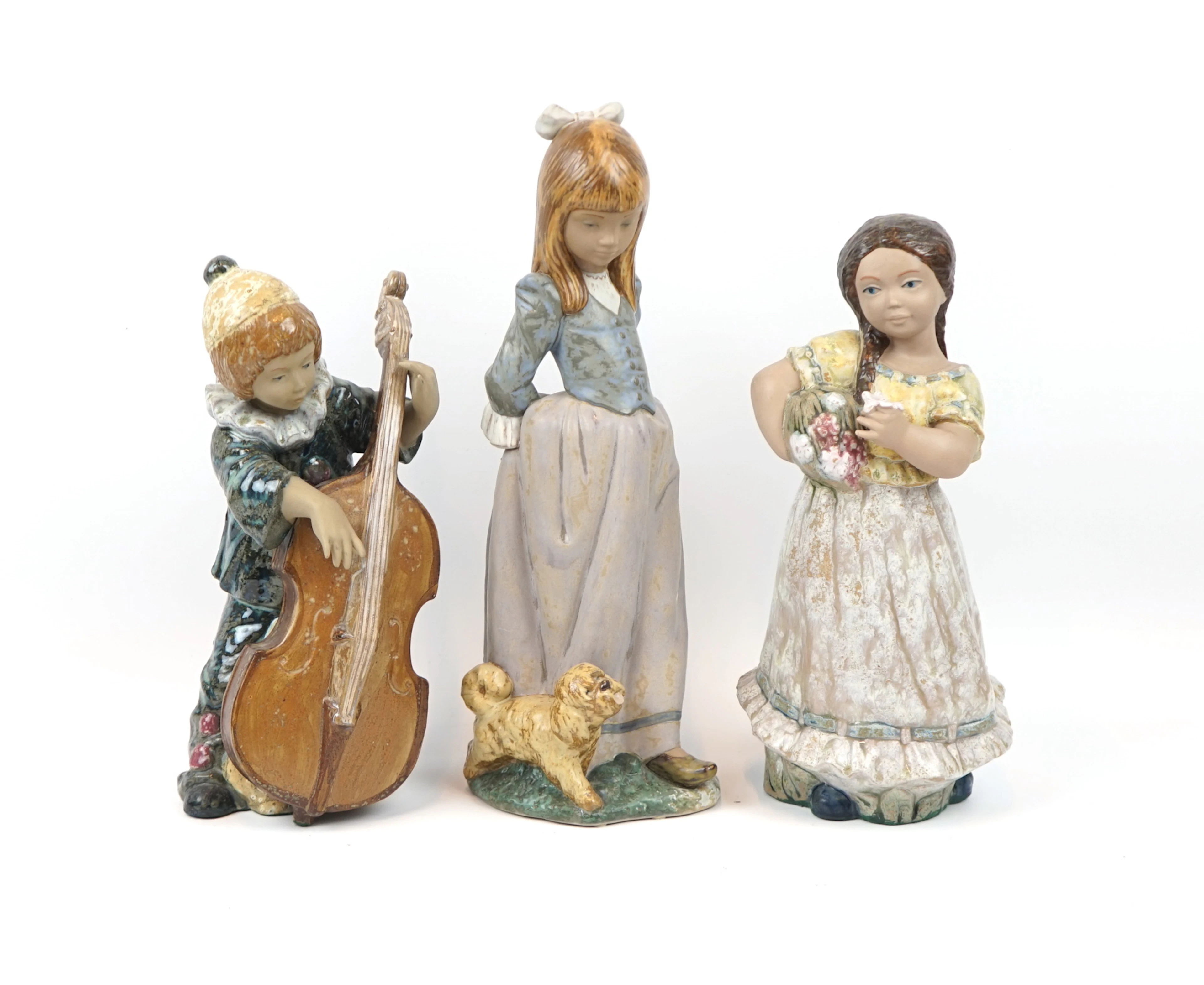 Figurines, 3 pièces, céramique, Espagne, y compris Lladro.