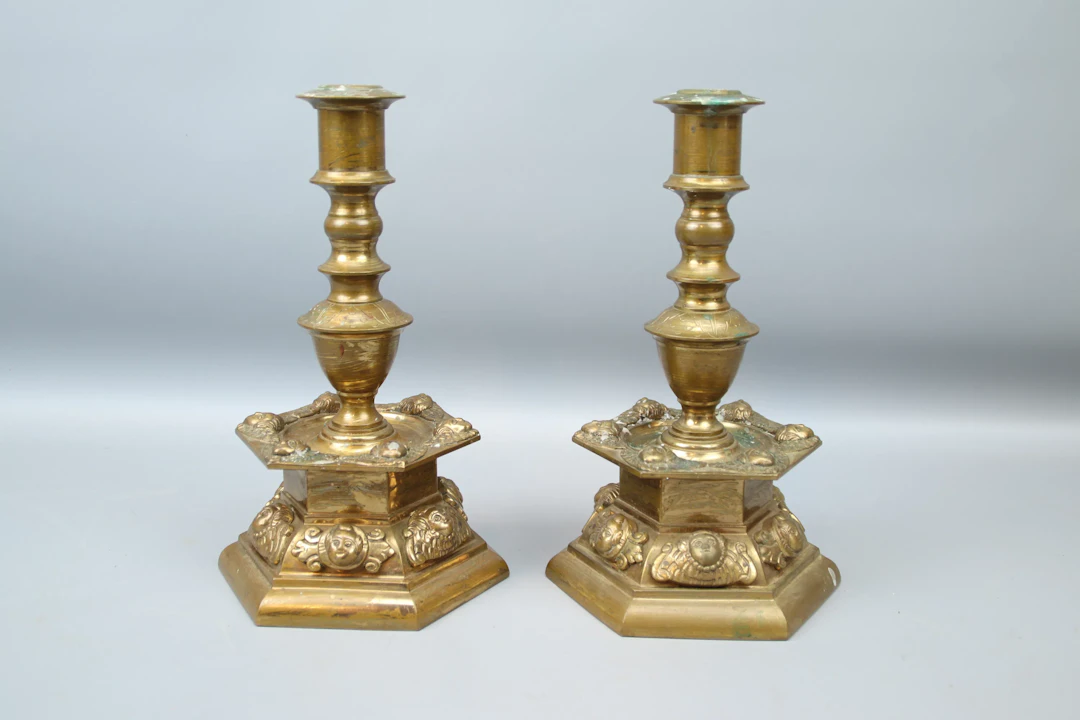 Candlesticks, a pair, ore, baroque style.