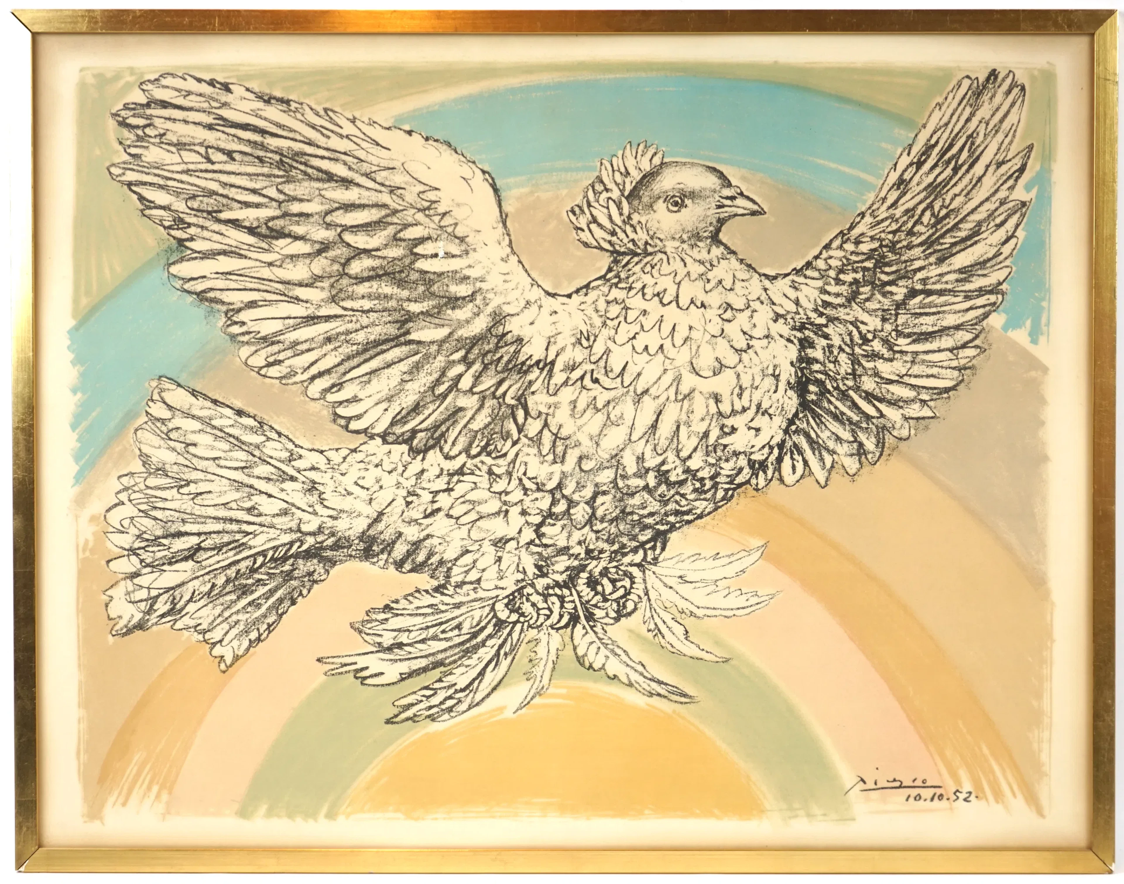 Pablo Picasso, da "Colombe volant (À l'arc-en-ciel)", litografia