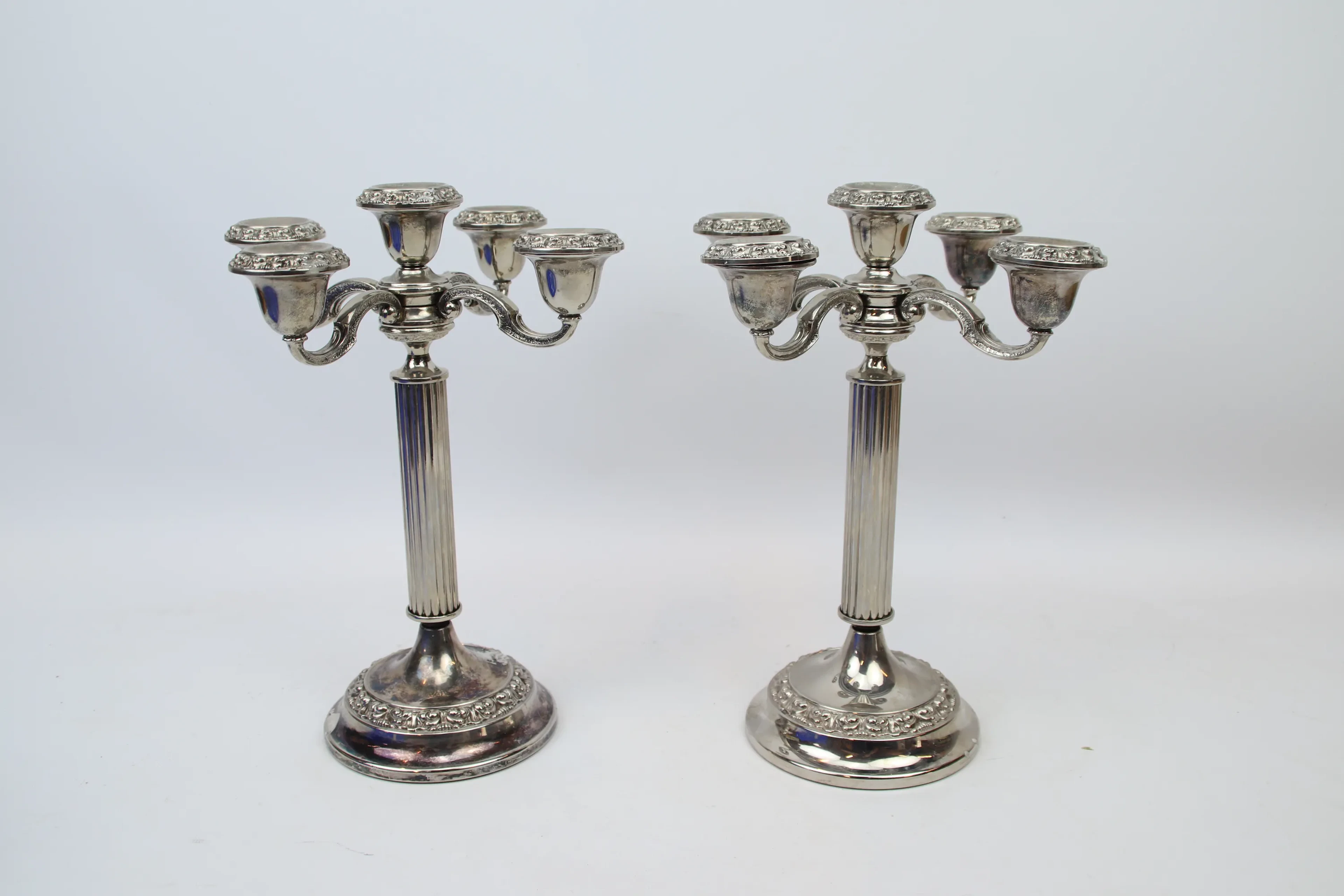 Candelabro, un par, plateado, Inglaterra.