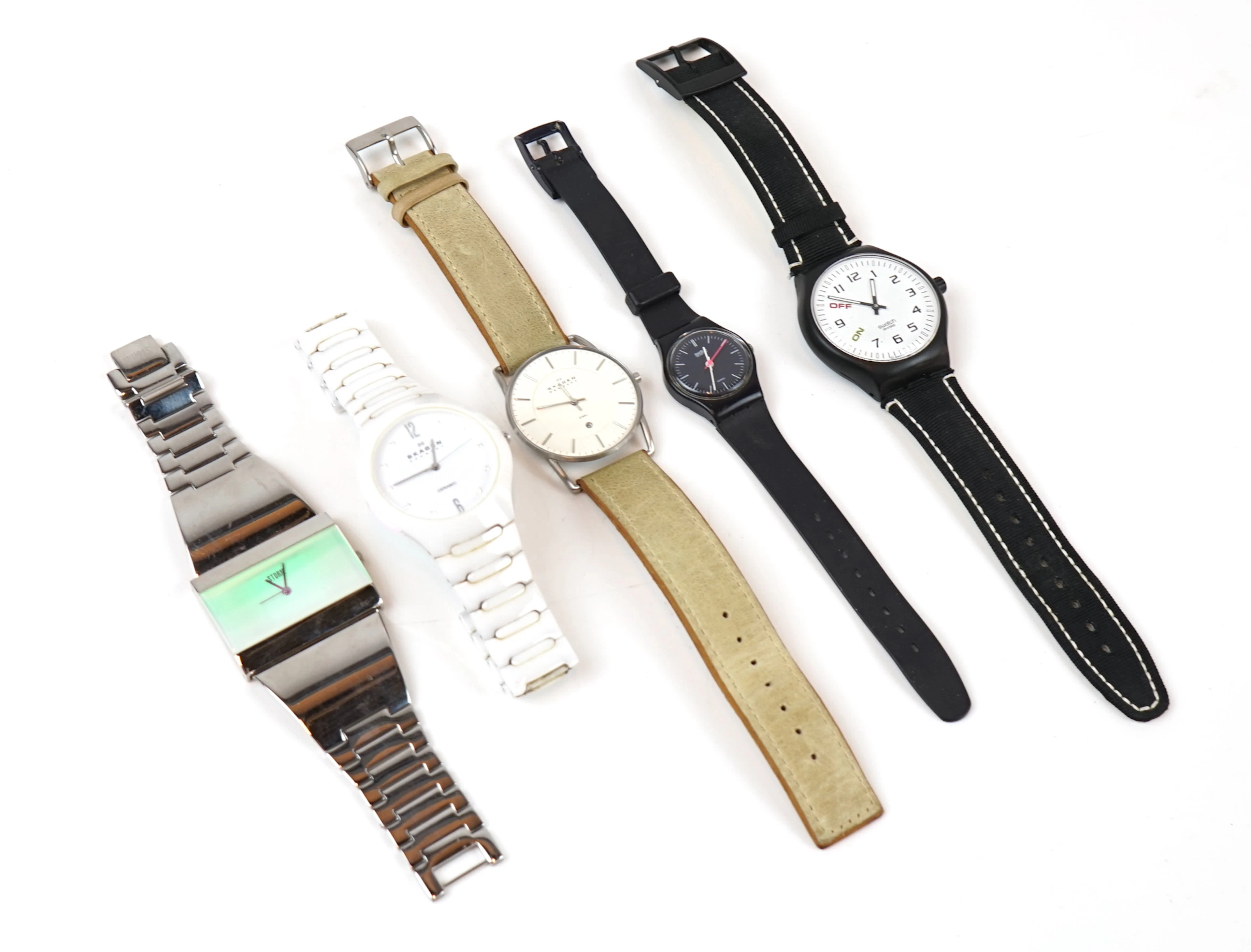 Relojes de pulsera, 5 PCs, Storm, Skagen y Swatch.