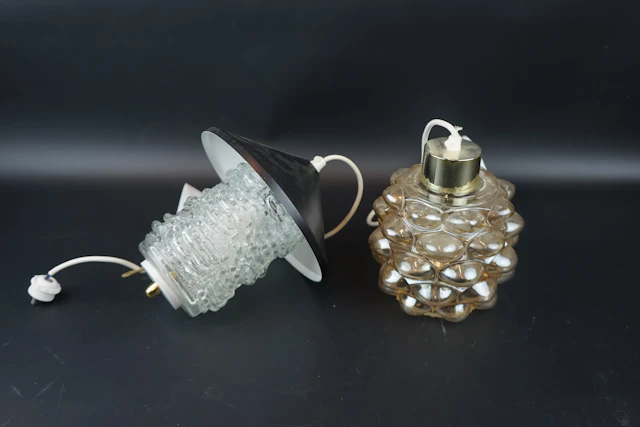 Window lamps, 2 pcs, metal and glass.