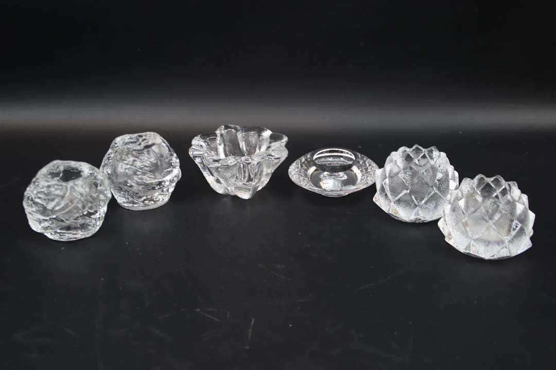 Candelabros, 6 piezas, cristal, incluyendo Orrefors.
