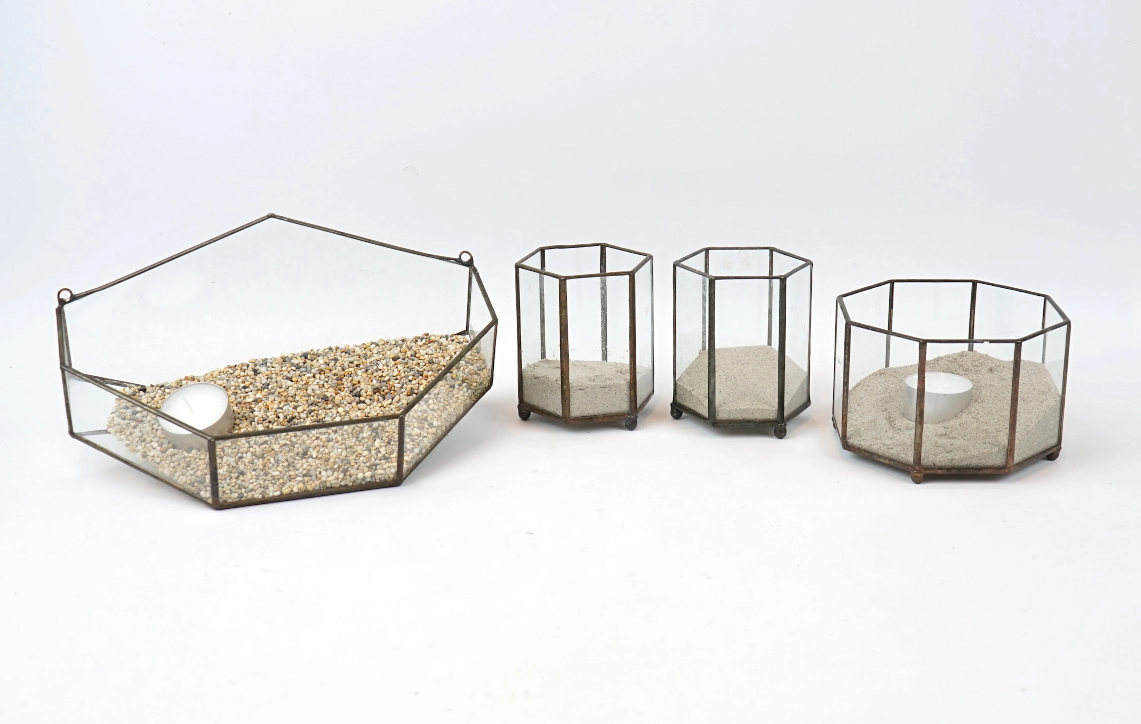 Candelabros, 4 piezas, vidrio/metal, Smith's Konsthantverk.