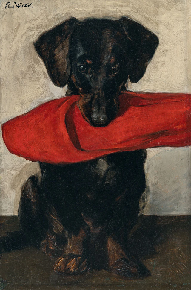 Dachshund with a red slipper Paul Hoecker