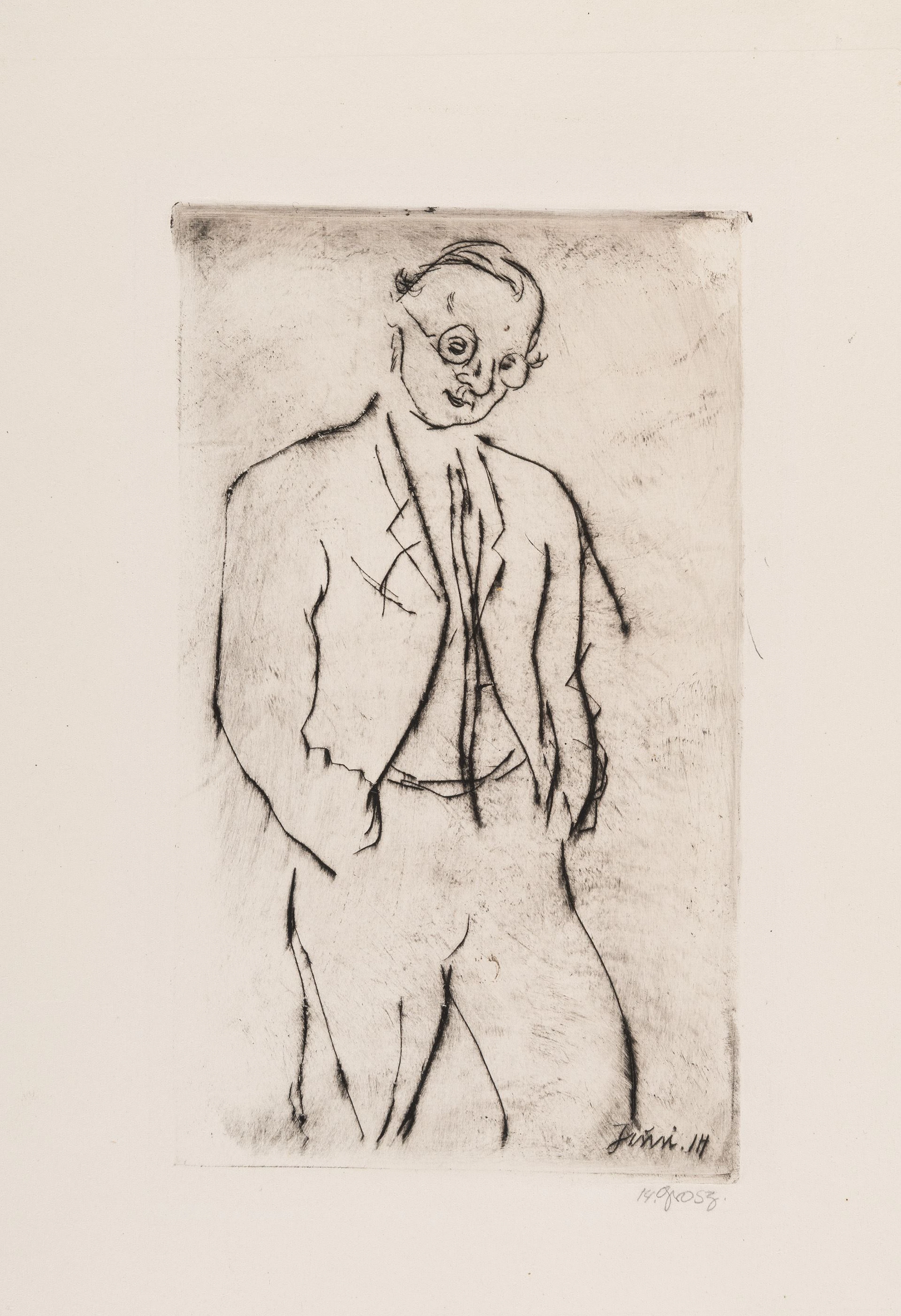 Selbstporträt (Dreiviertelfigur) George Grosz
