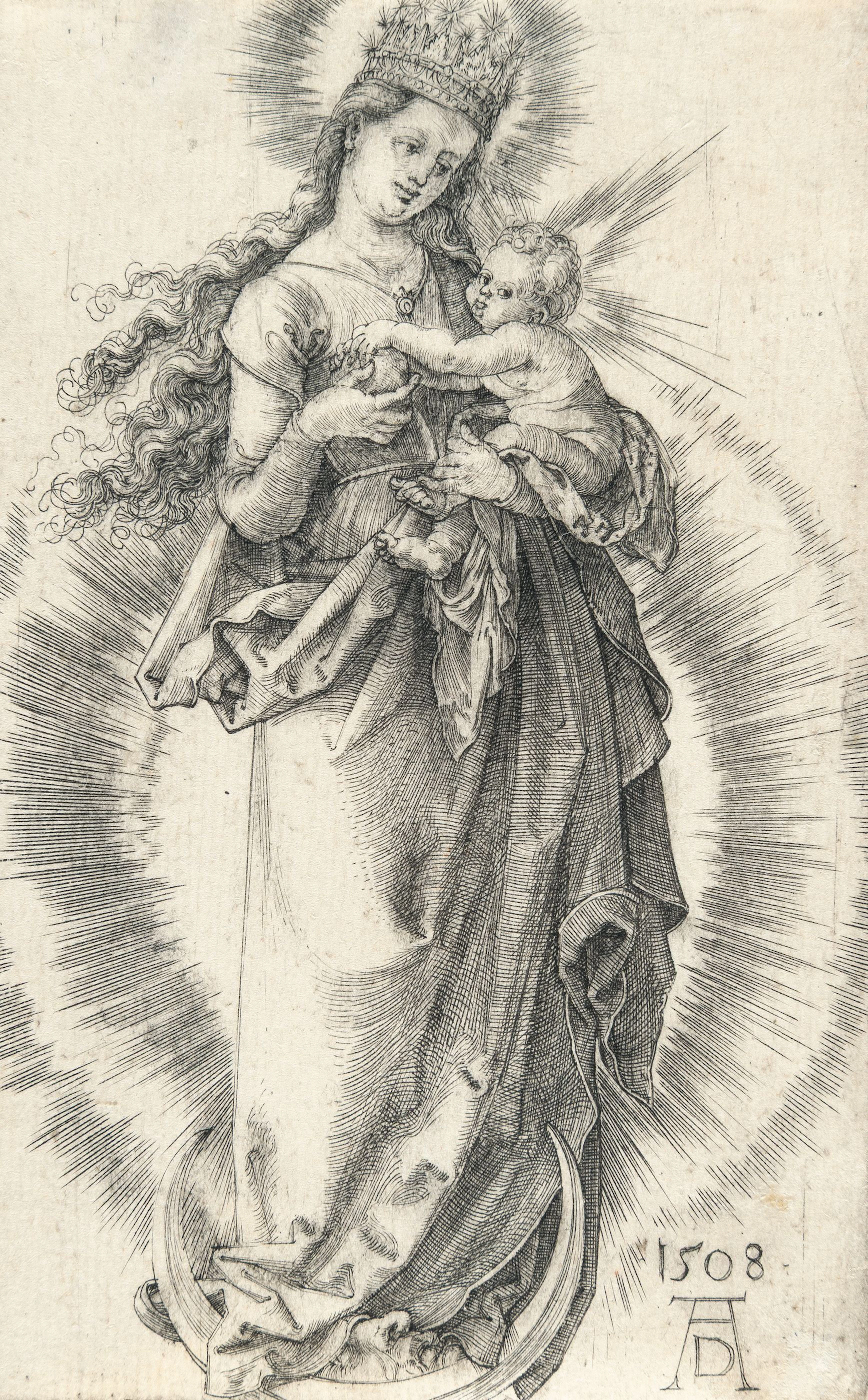 The Virgin on the Crescent with a Starry Crown Albrecht Dürer