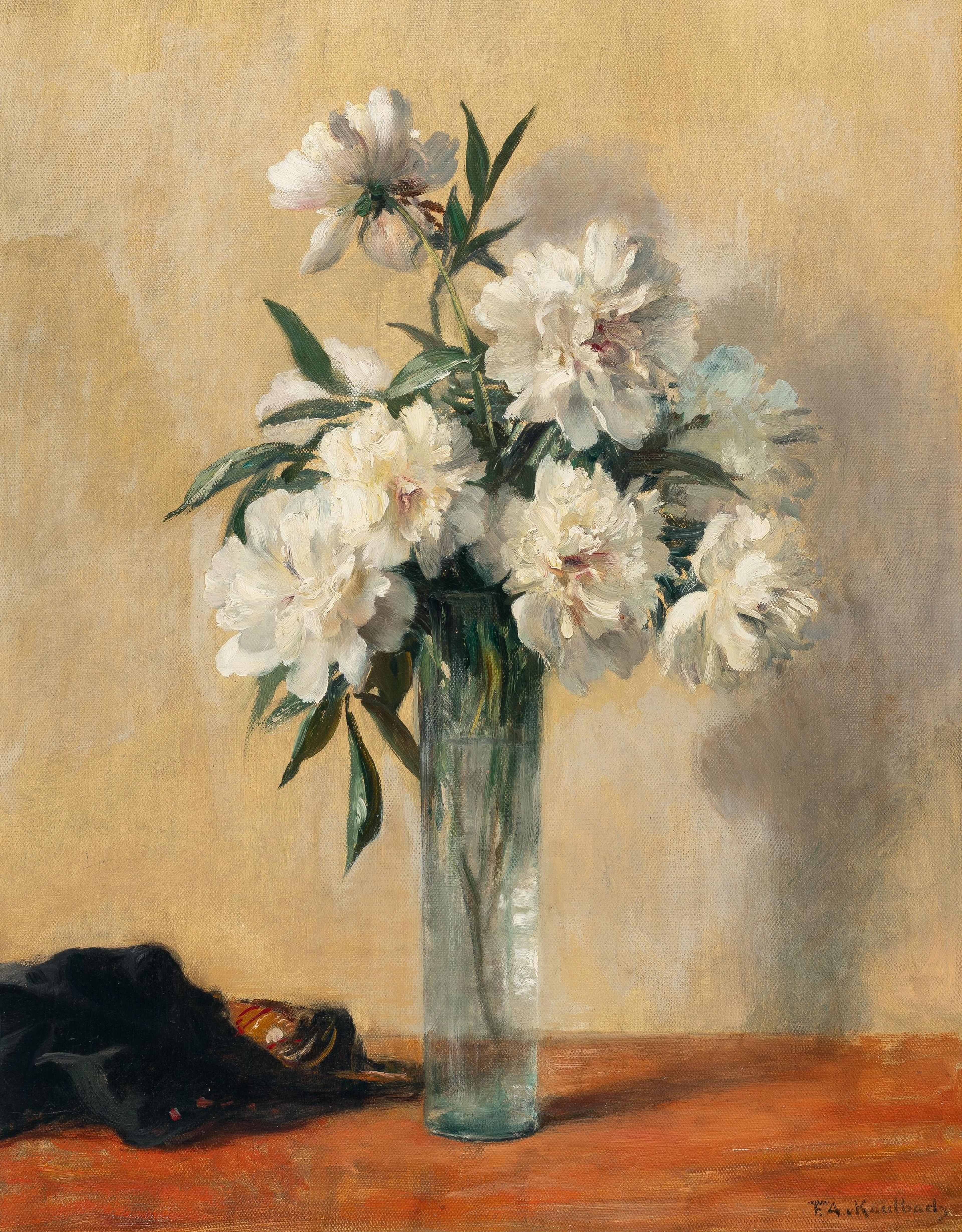 White Peonies in a Vase Friedrich August von Kaulbach
