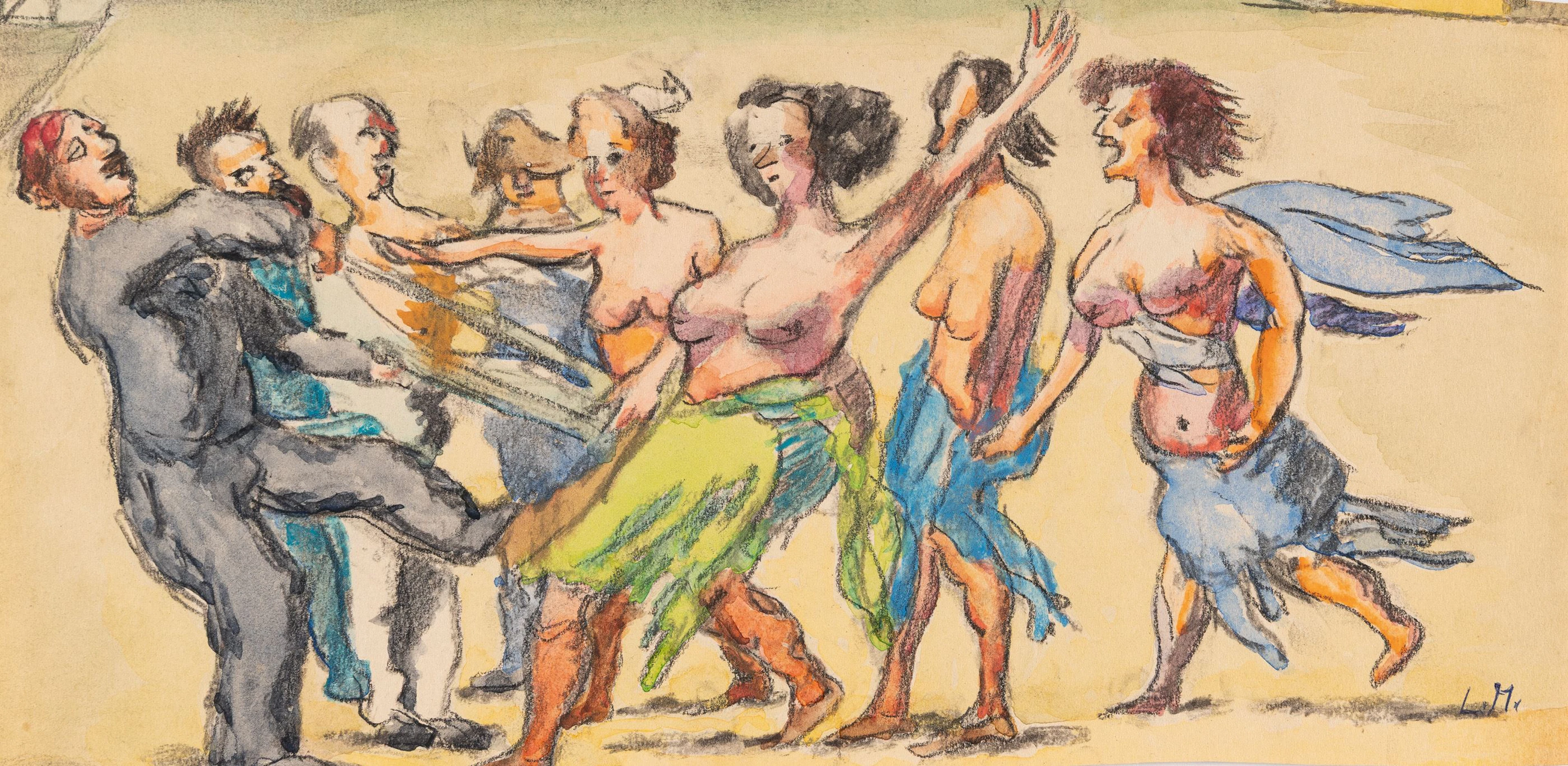 Szene mit halbbekleideten Frauen Ludwig Meidner