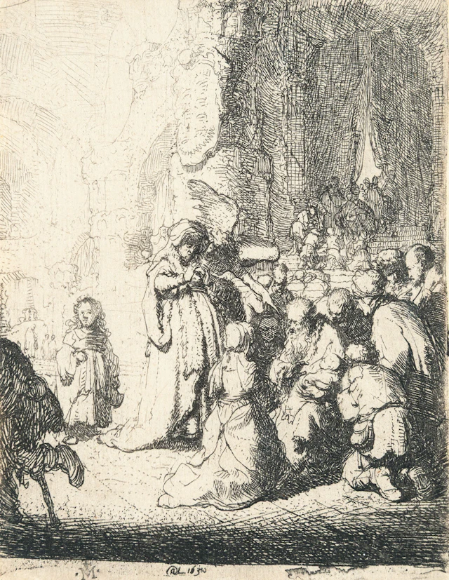 Presentation in the Temple with the Angel: Small Plate Rembrandt Harmensz.