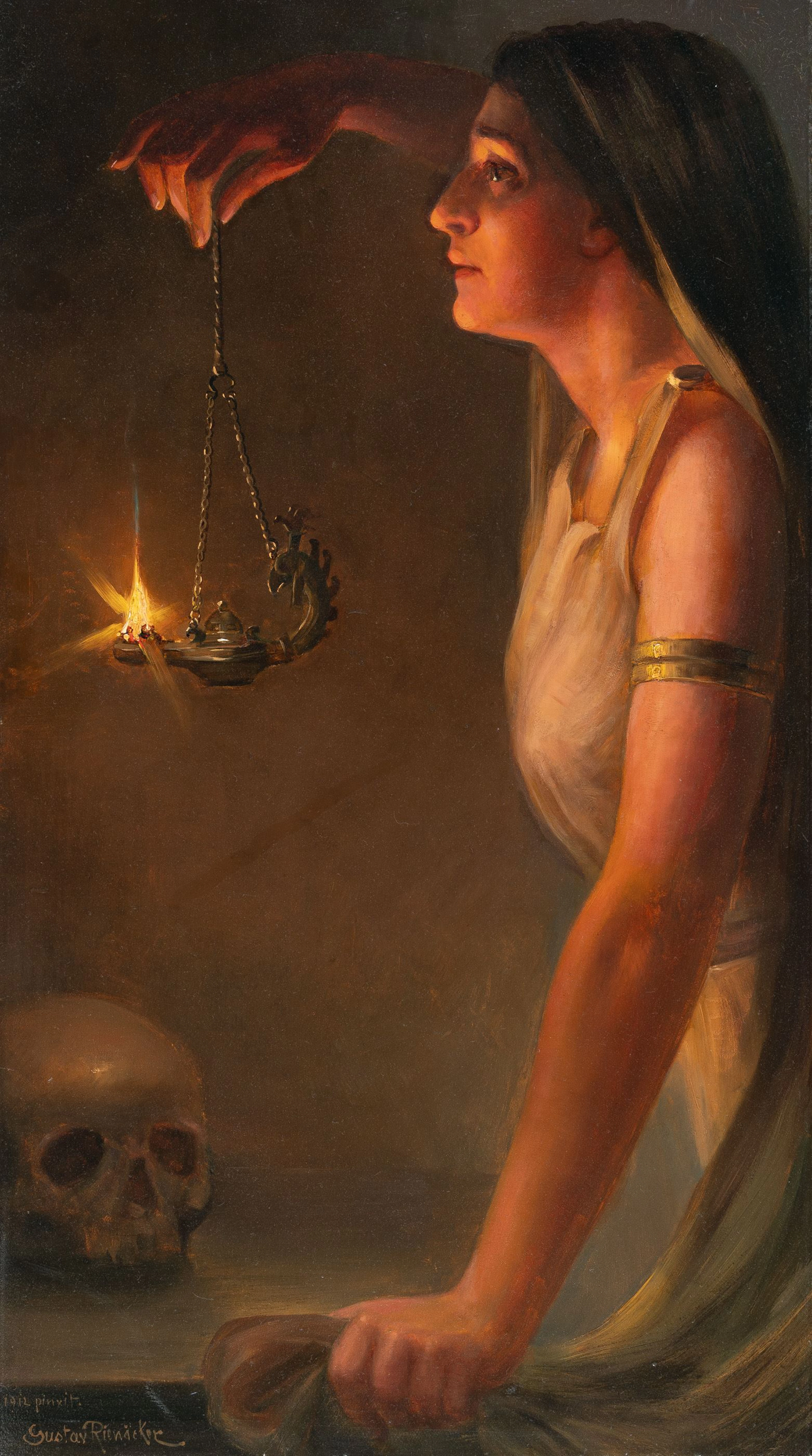 Roman Woman with an Oil Lamp Gustav Rienäcker