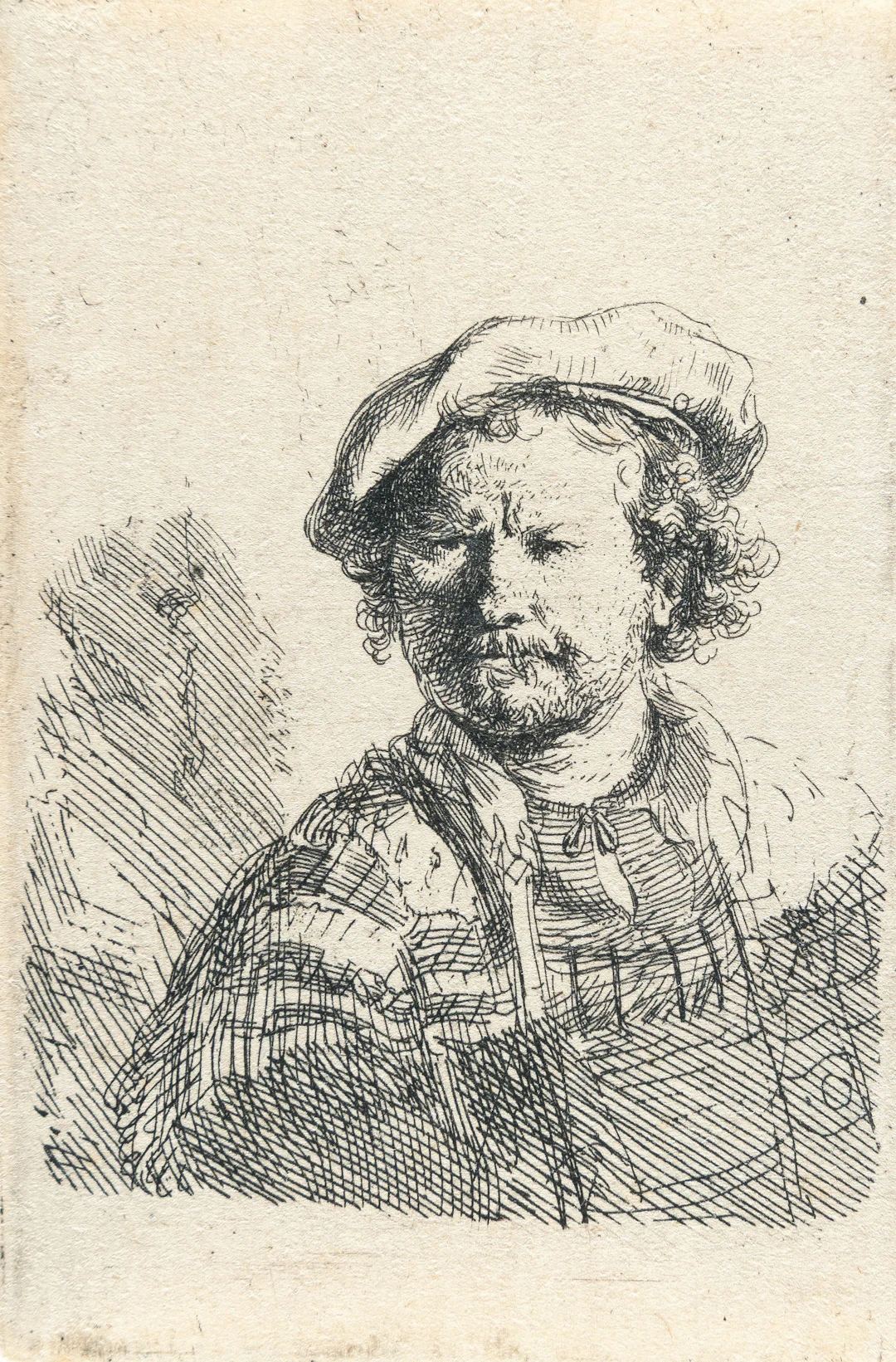Self-Portrait in a Flat Cap and Embroidered Dress Rembrandt Harmensz. van Rijn