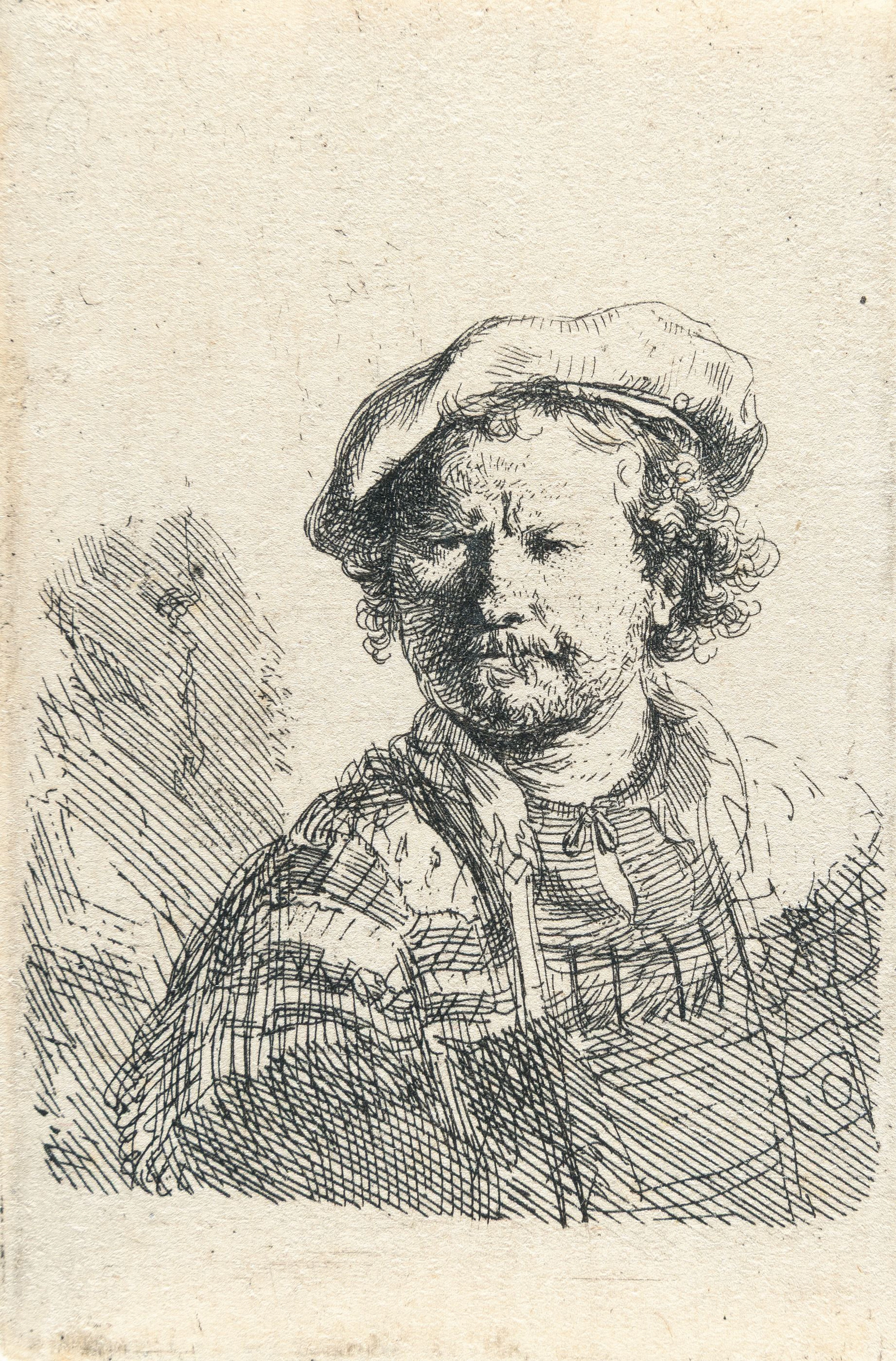 Self-Portrait in a Flat Cap and Embroidered Dress Rembrandt Harmensz. van Rijn