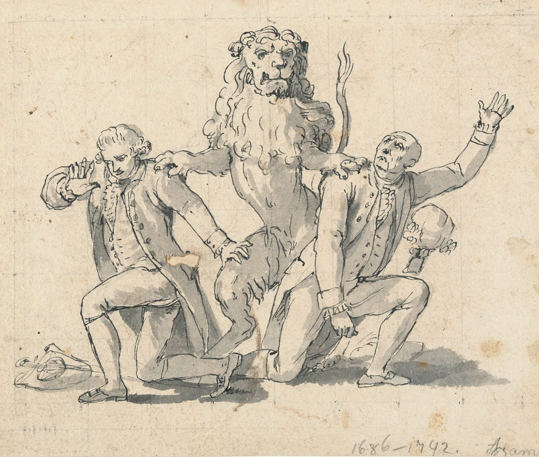 Lion with two figures Cosmas Damian Asam