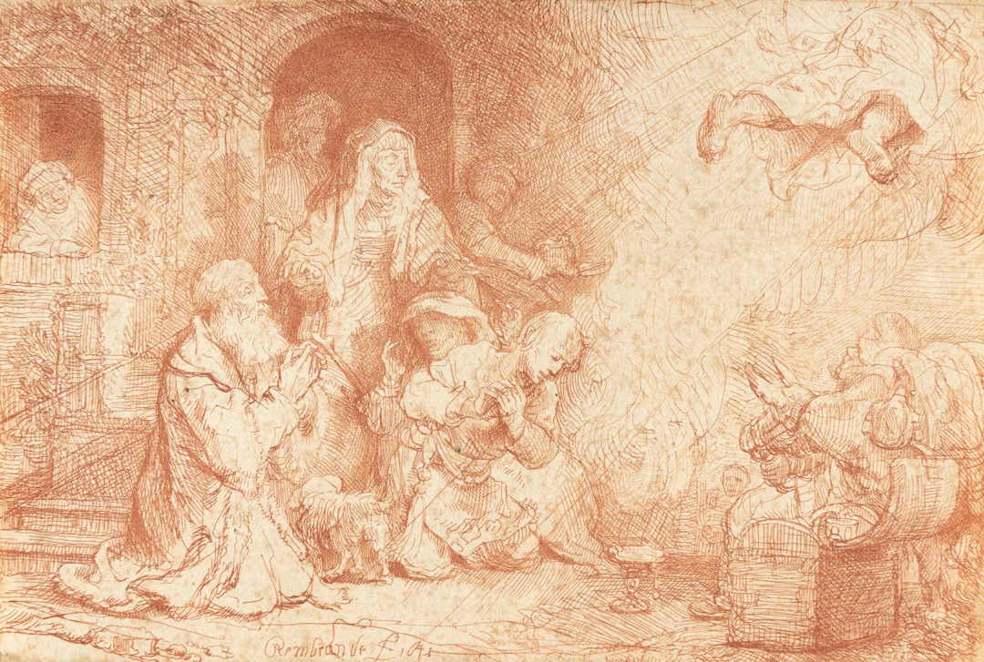 The Angel Departing from the Family of Tobias Rembrandt Harmensz. van Rijn