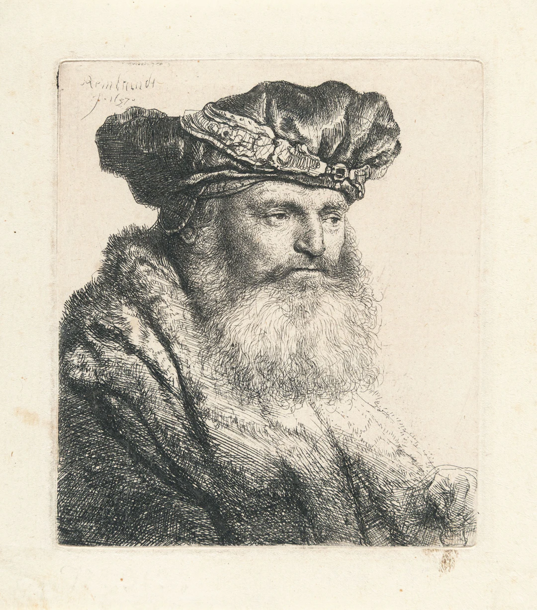 Bearded Man in a Velvet Cap with a Jewel Clasp Rembrandt Harmensz. van Rijn