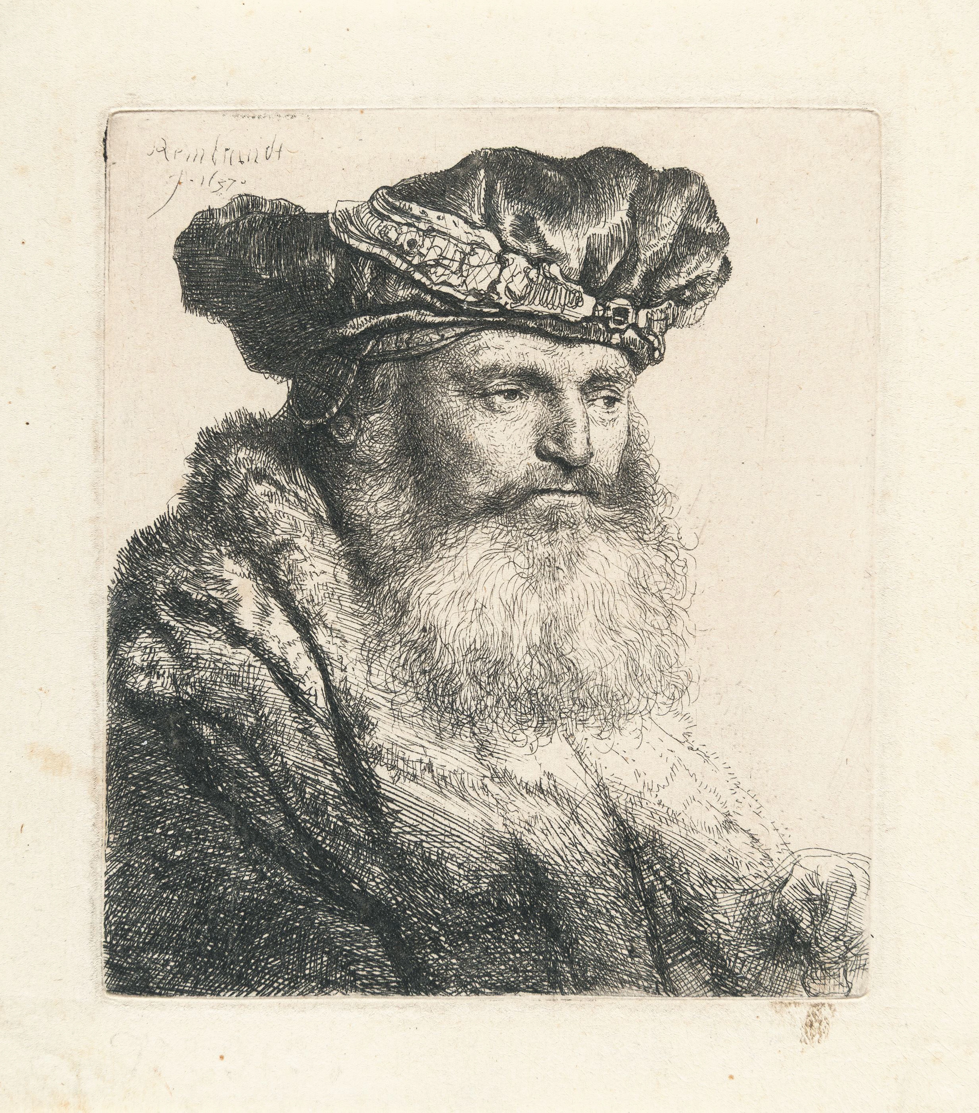 Bearded Man in a Velvet Cap with a Jewel Clasp Rembrandt Harmensz. van Rijn