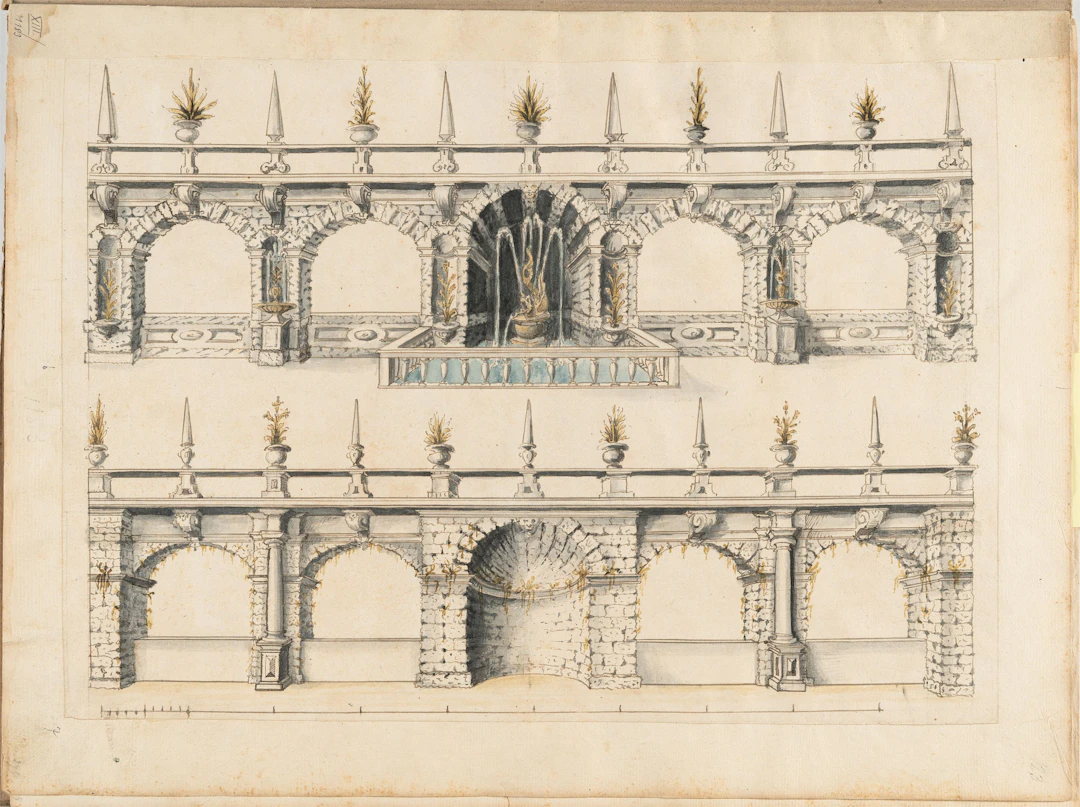 Album with 7 sheets. Drawings of Designs for Gardens and Grottoes Hans Krumper