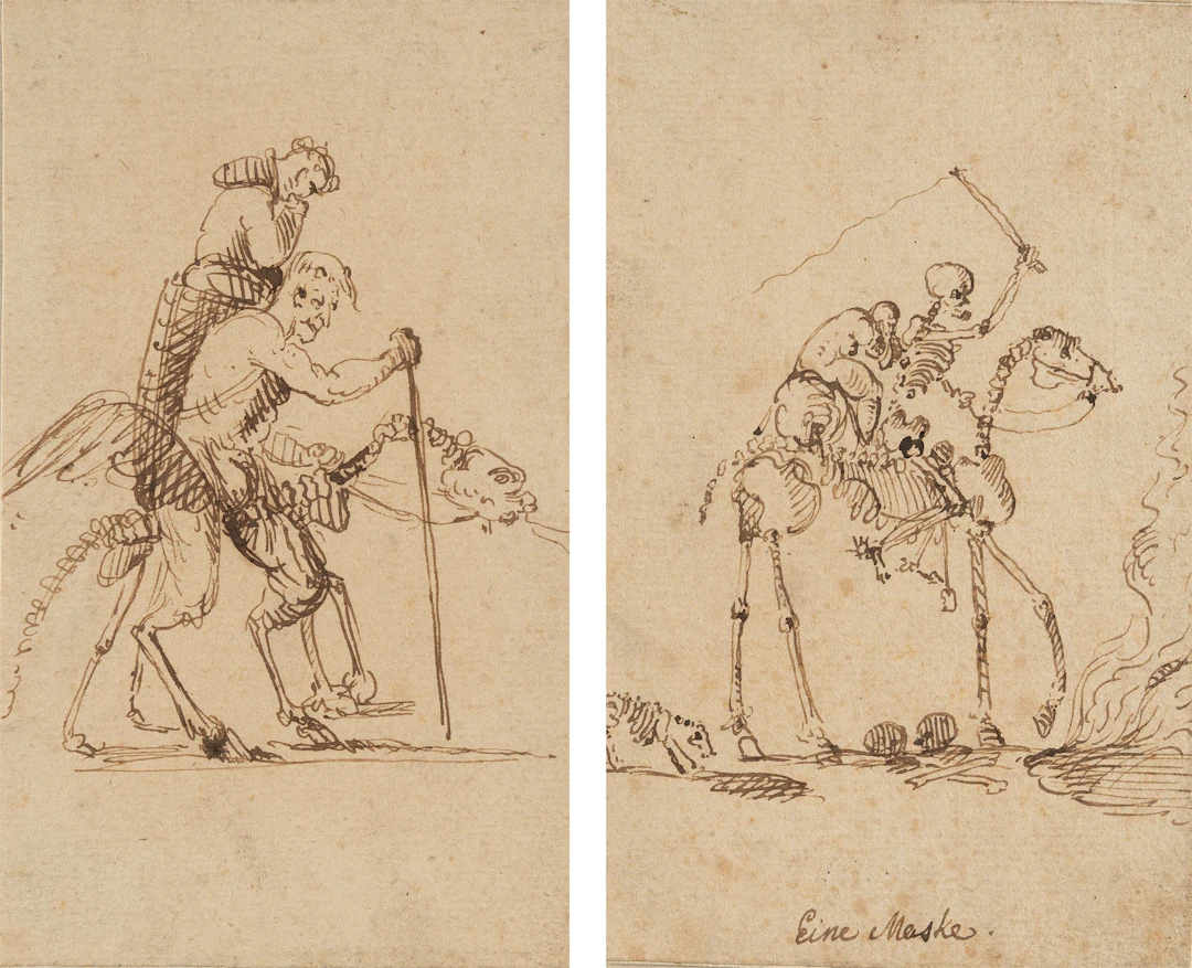 2 sheets: Sketches for the "Totentanz" (Danse Macabre) Franz Graf von Pocci