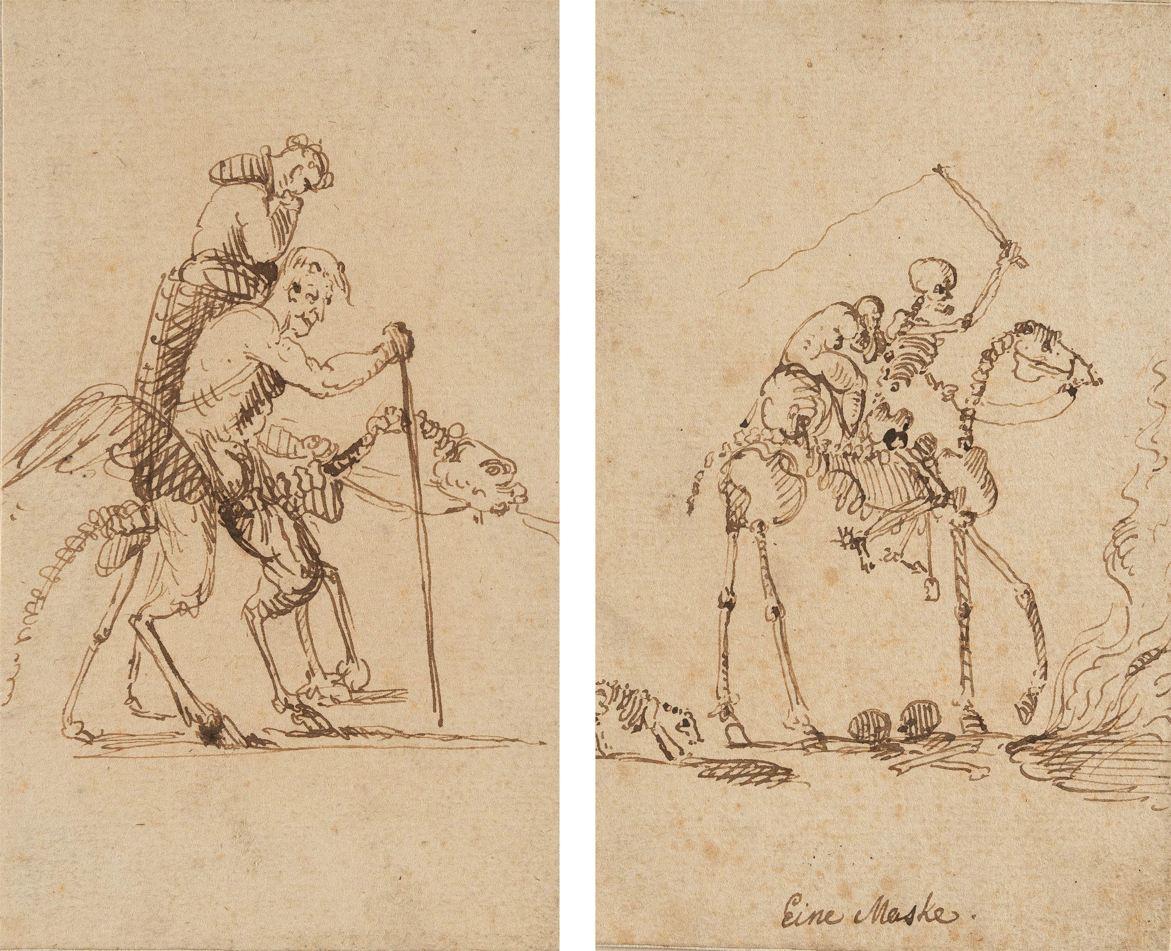 2 sheets: Sketches for the "Totentanz" (Danse Macabre) Franz Graf von Pocci