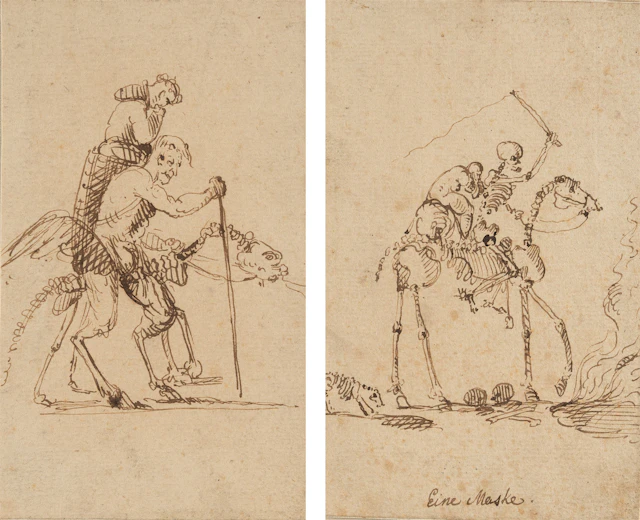 2 sheets: Sketches for the "Totentanz" (Danse Macabre) Franz Graf von Pocci
