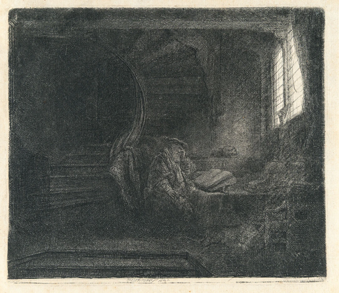 St Jerome in a Dark Chamber Rembrandt Harmensz. van Rijn