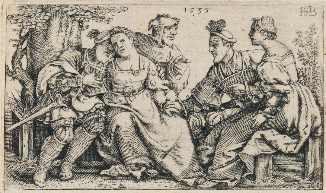 The Two Couples and the Buffoon Hans Sebald Beham