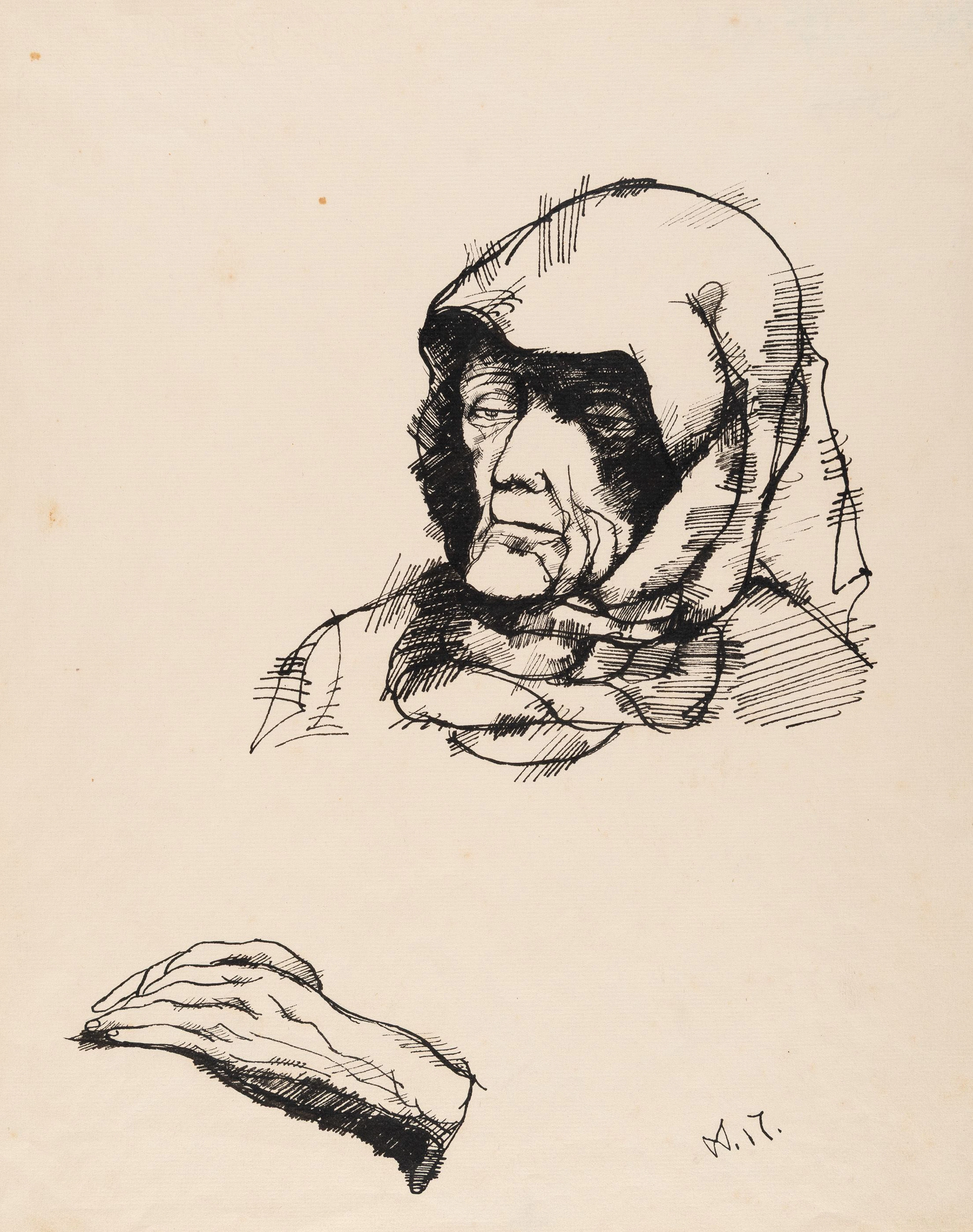 Porträt einer alten Serbin Wilhelm Morgner